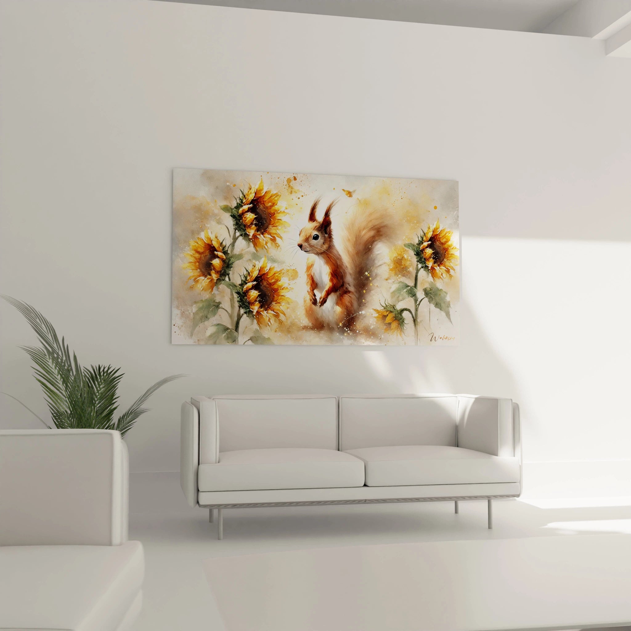 Ce tableau ecureuil suspendu au dessus de votre canape illumine votre salon avec ses couleurs vives et sa scene pleine de vie. Parfait pour apporter chaleur et charme naturel a votre piece