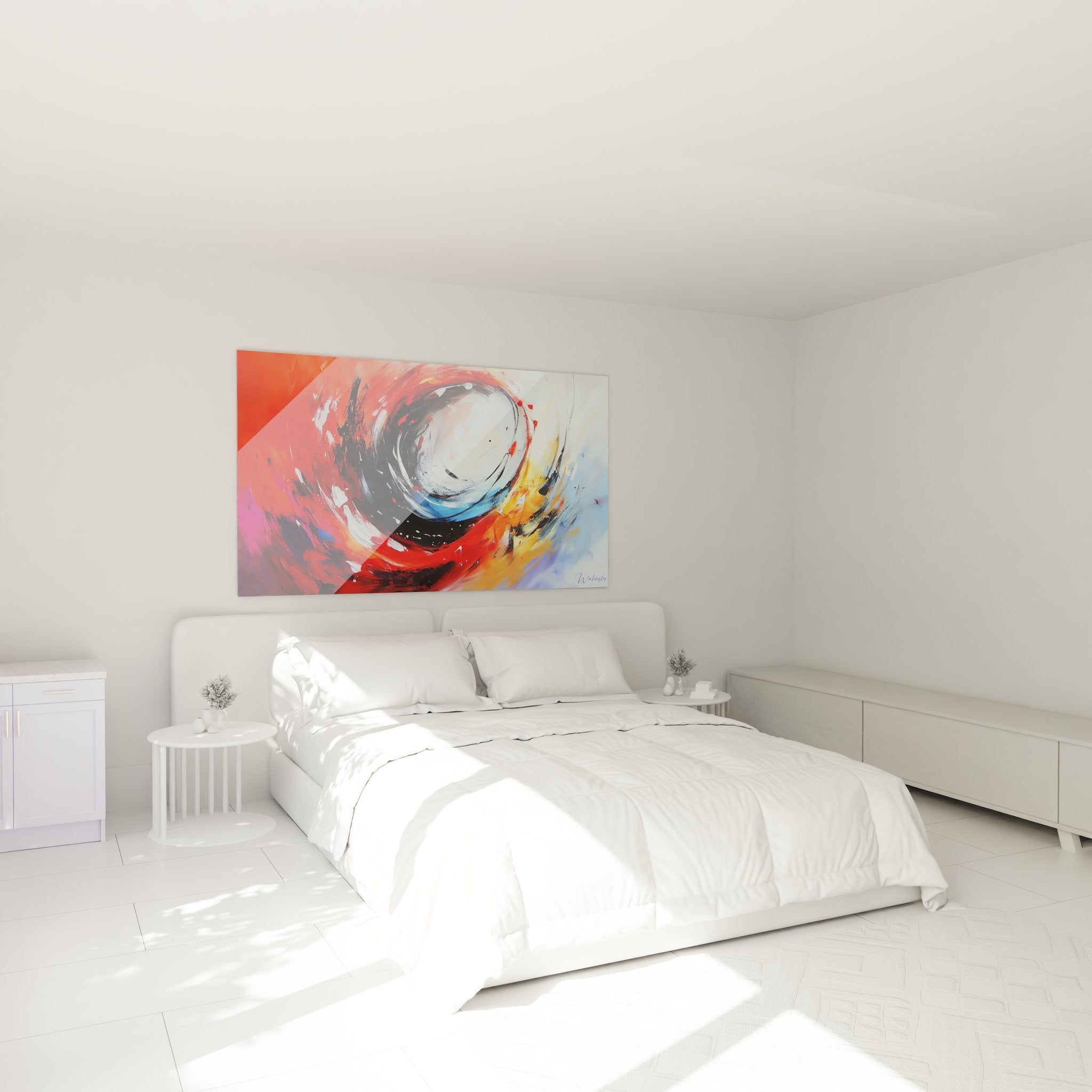 Tableau spirale dynamique moderne dans chambre contemporaine décoration murale