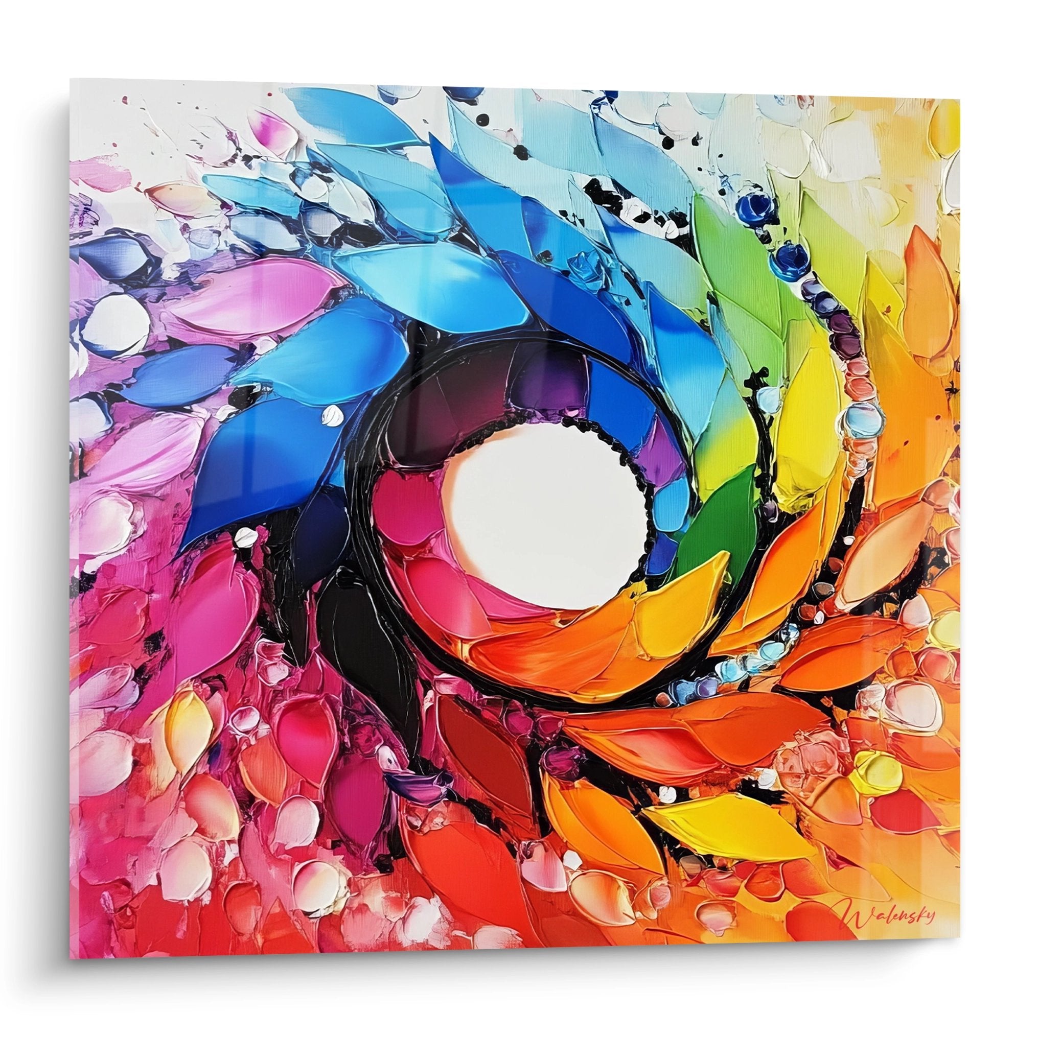 Tableau spirale colorée multicolore abstrait aux tons vifs - art moderne décoratif Walensky