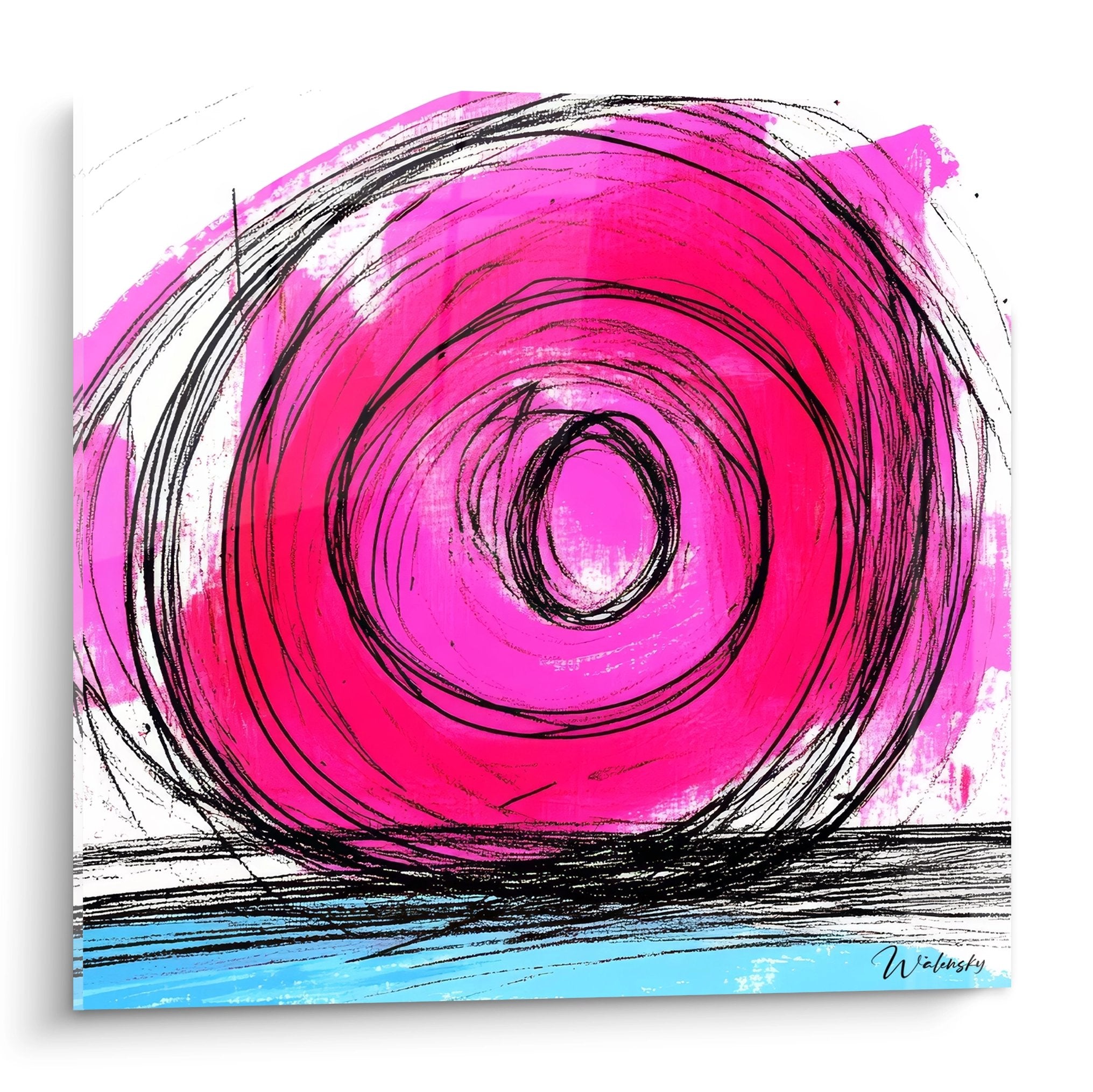 Tableau mural spirale cyclone rose - dessin moderne art contemporain Walensky