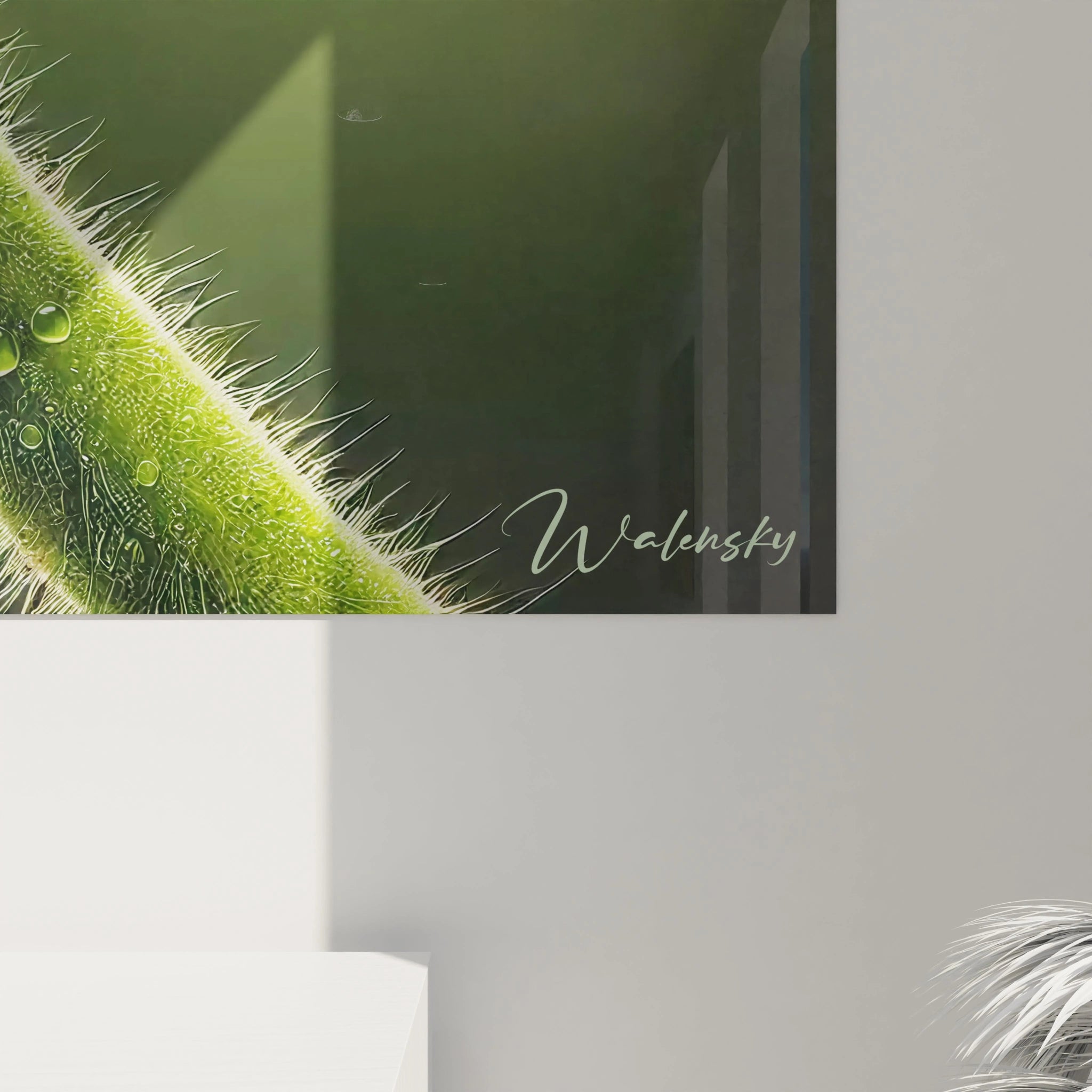 Vue rapprochée d'un angle en bas à droite d'un tableau Nature en verre acrylique - Détails de qualité exceptionnelle - Art mural géant avec finition parfaite - Décoration murale naturelle - Matériaux de haute qualité et design écologique