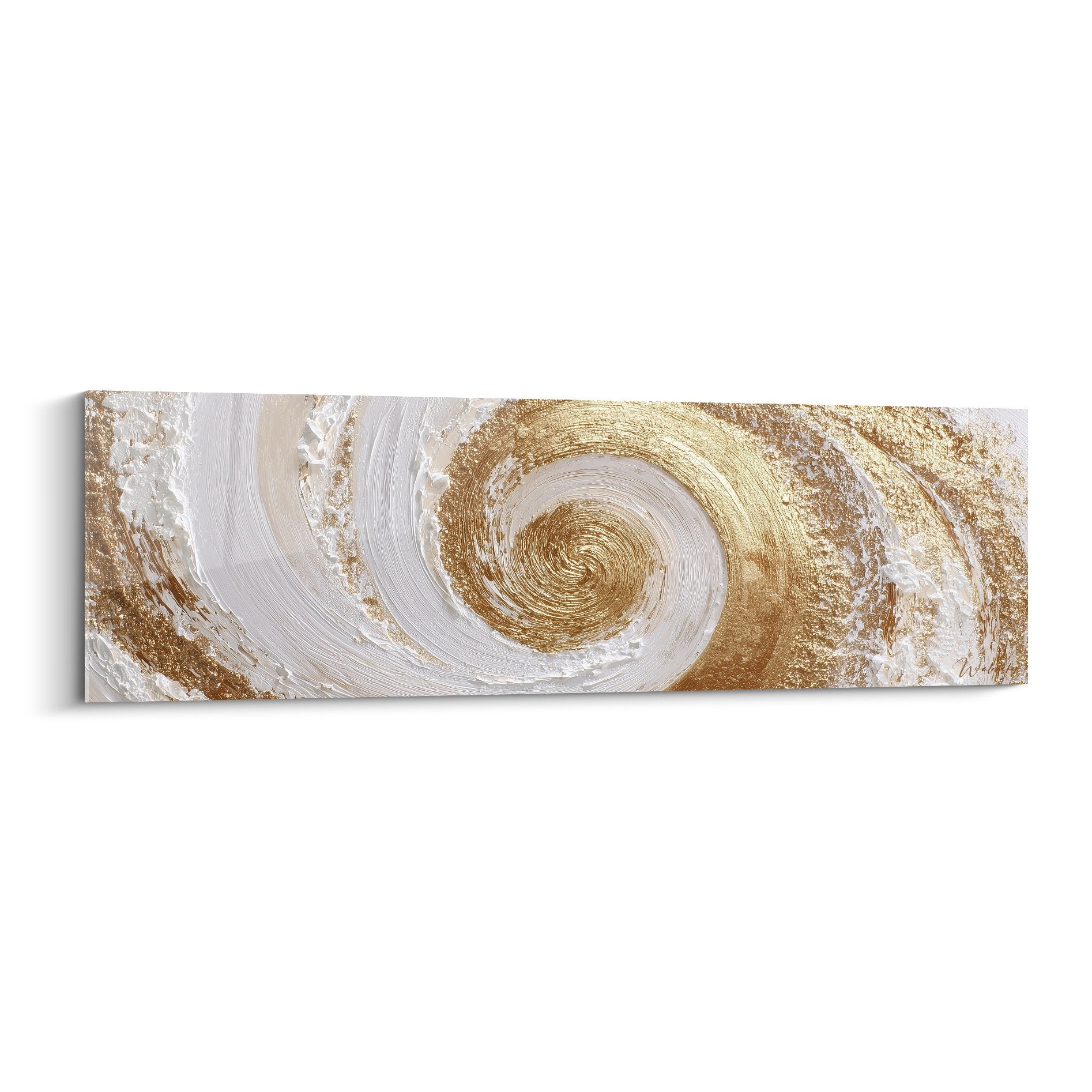 Tableau panoramique spirale doree blanche feng shui centre terre decoration murale zen
