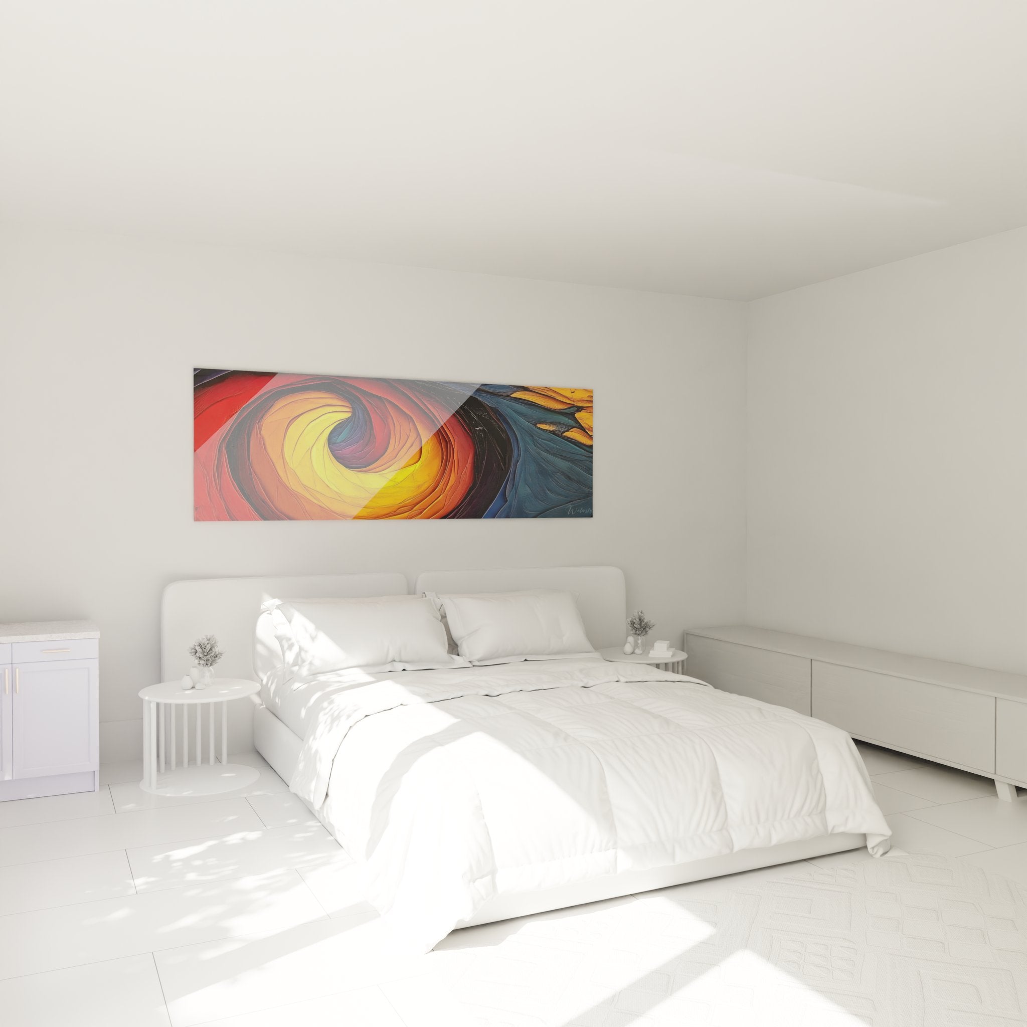 Tableau spirale tourbillon énergétique ambiance chambre décoration murale art abstrait moderne