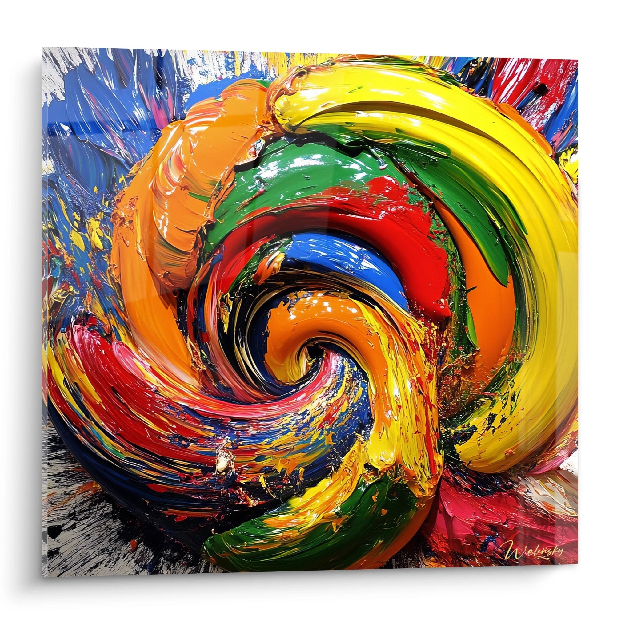 Tableau spirale multicolore abstrait aux couleurs vives, art mural moderne pour décoration intérieure