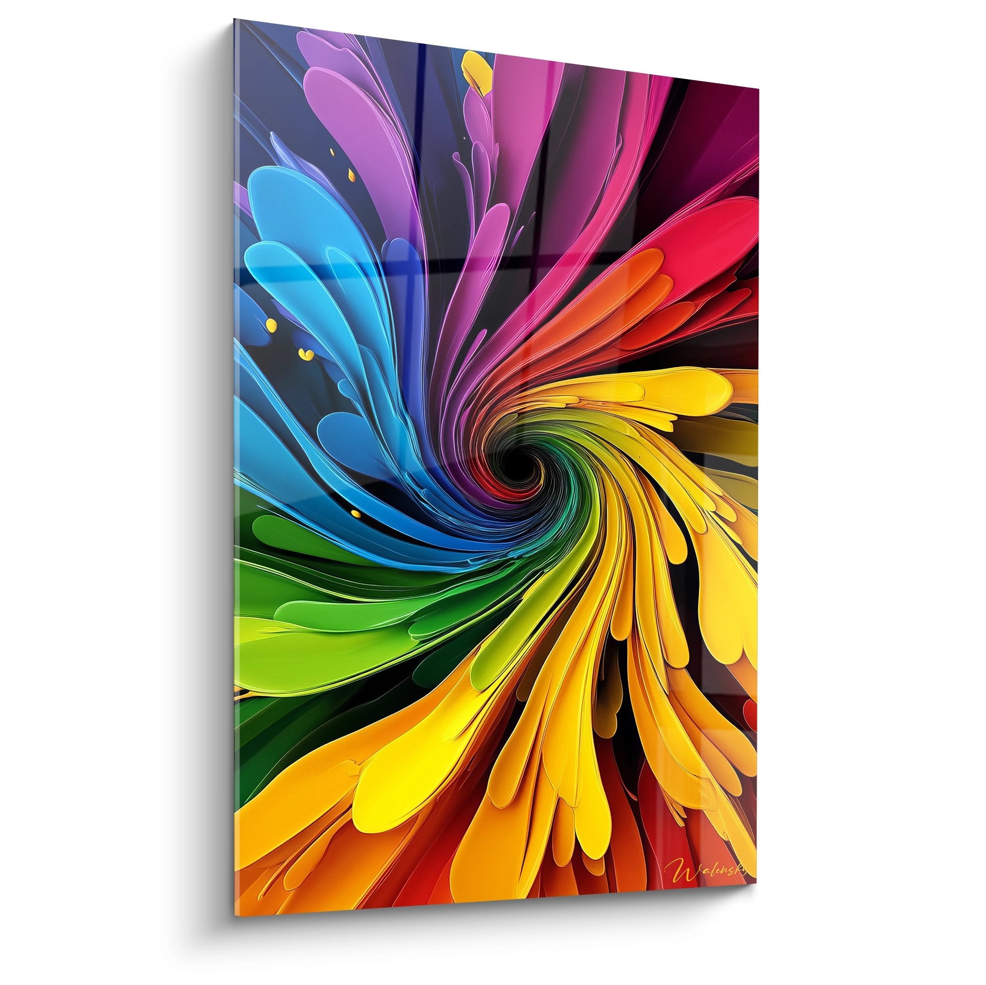 Tableau mural spirale multicolore avec tourbillon arc-en-ciel, art abstrait moderne aux couleurs vives