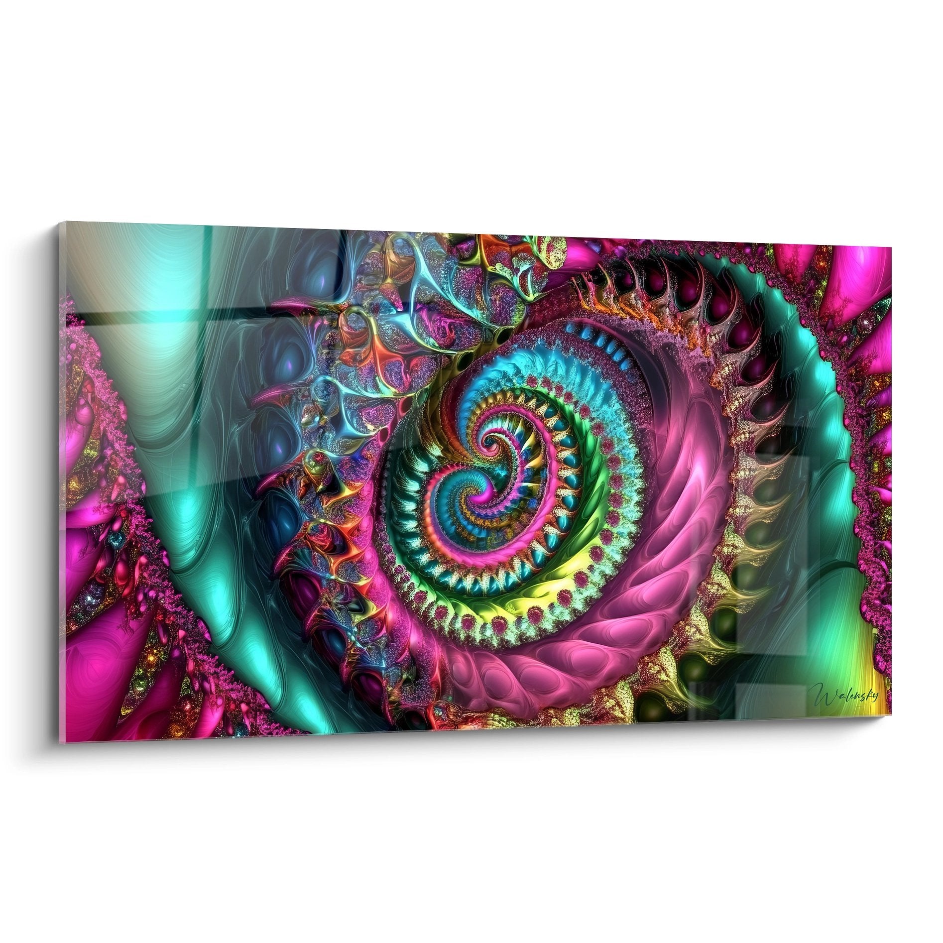 Tableau spirale psychédélique multicolore avec motifs fractals et couleurs vibrantes art mural moderne
