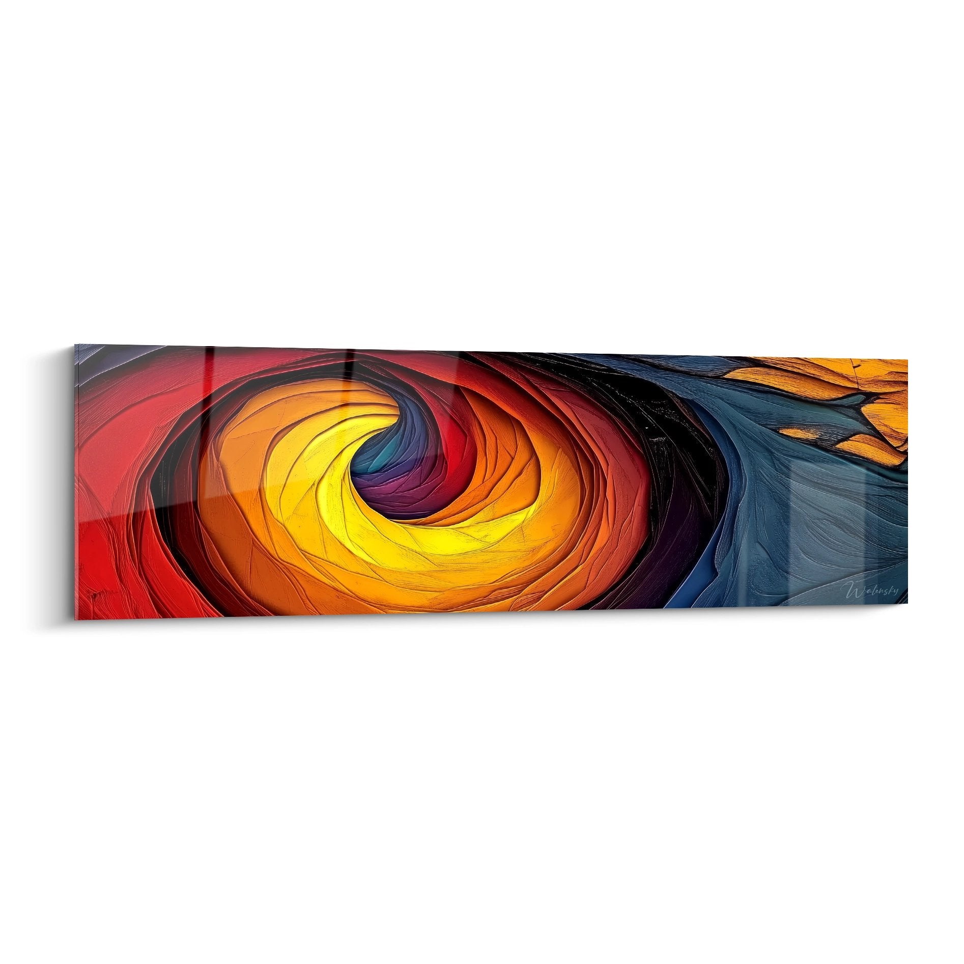 Tableau mural spirale abstrait tourbillon feu eau couleurs chaudes froides décoration moderne