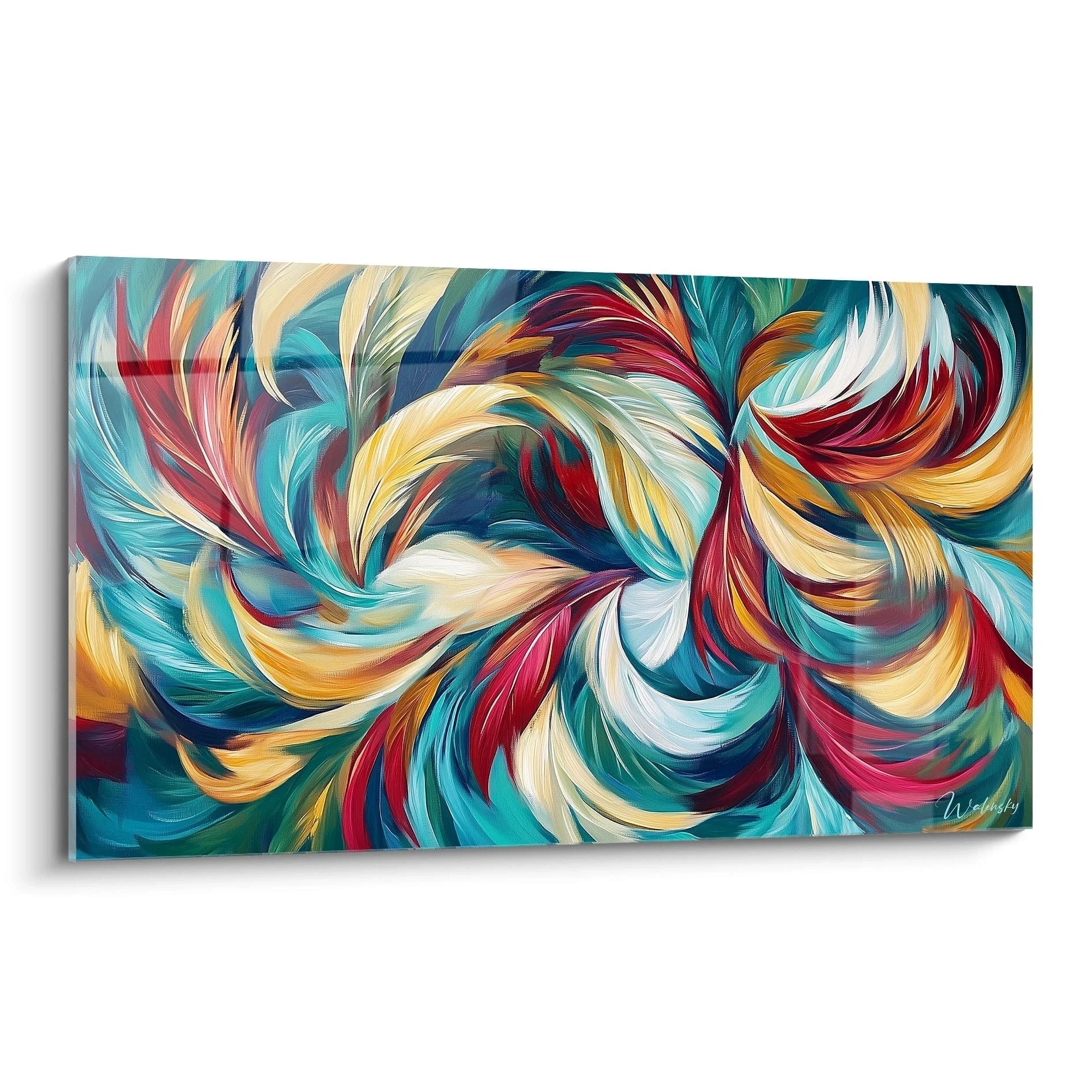 Tableau moderne abstrait de Walensky avec des couleurs vives et des motifs tourbillonnants