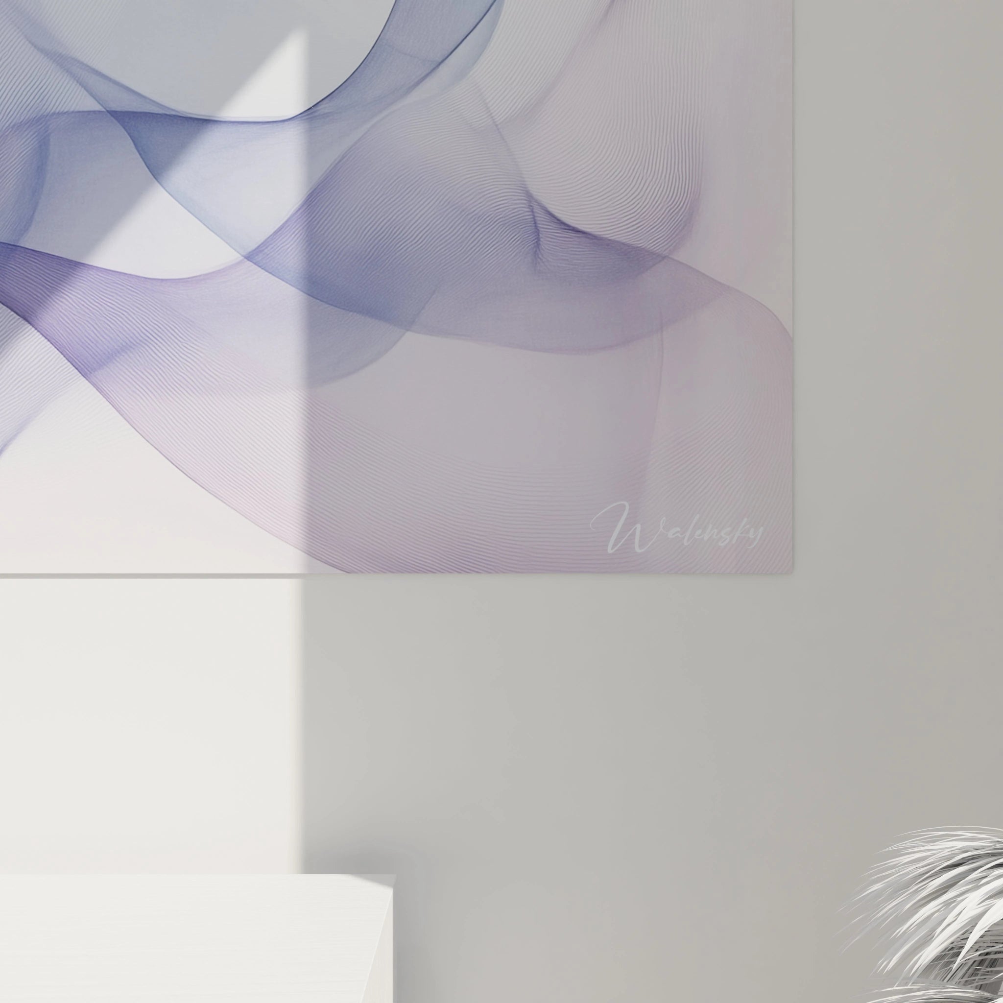 Tableau moderne abstrait de Walensky avec des vagues de couleur violette douce