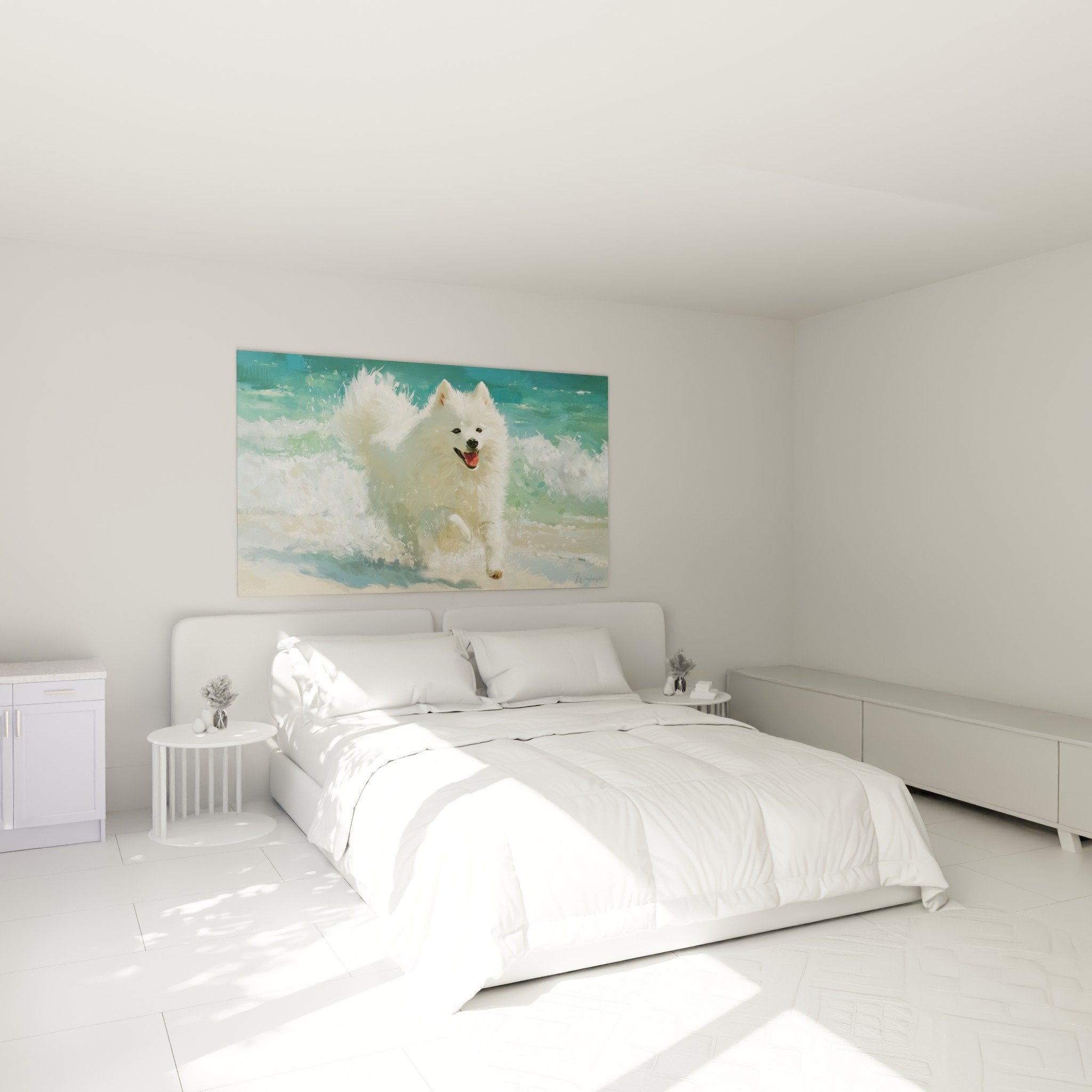 Quadro Spitz Giapponese oceano appeso in camera su muro bianco - decorazione marina elegante
