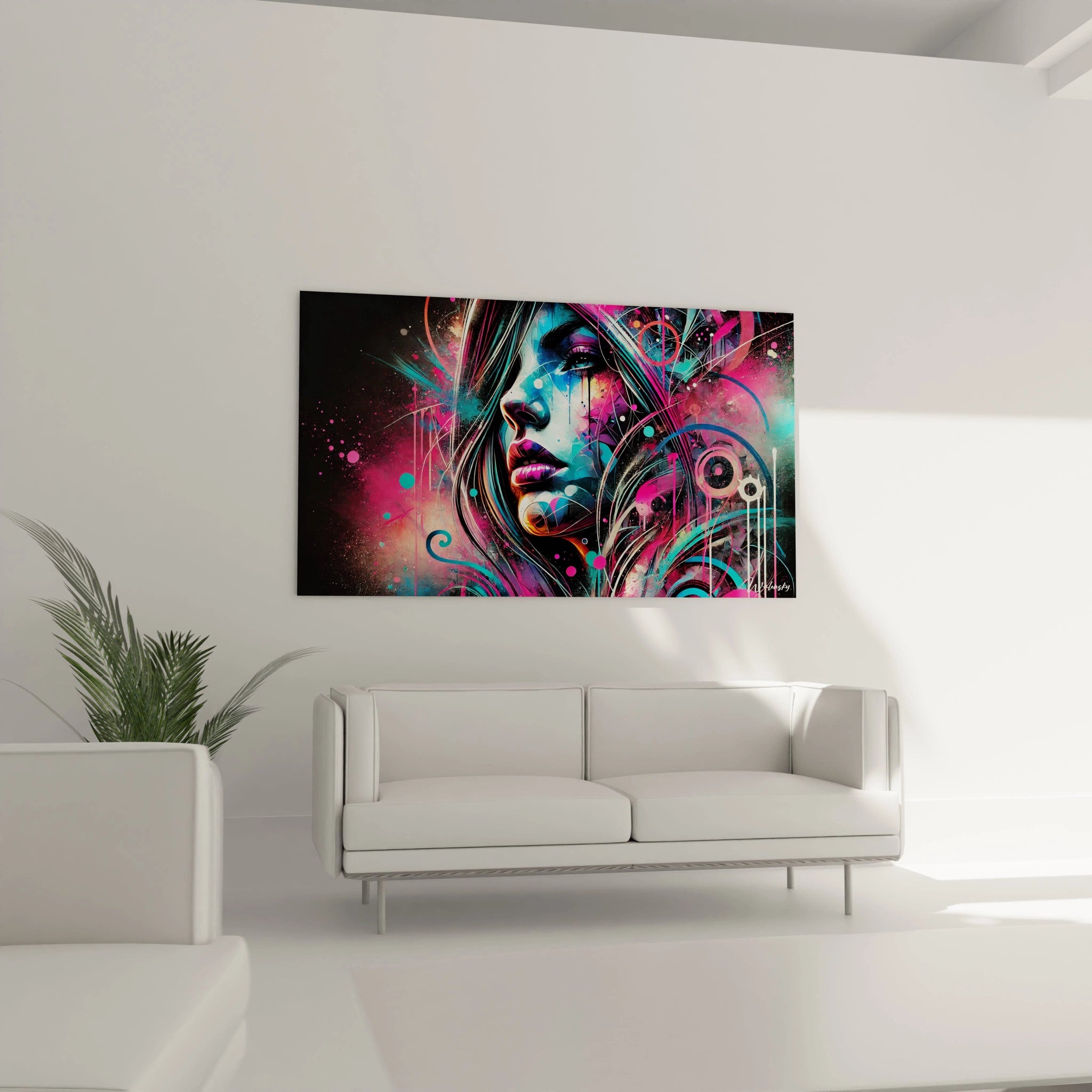 Transformez votre salon en galerie urbaine avec ce tableau street art au-dessus du canapé, mélange parfait de modernité et d énergie créative.