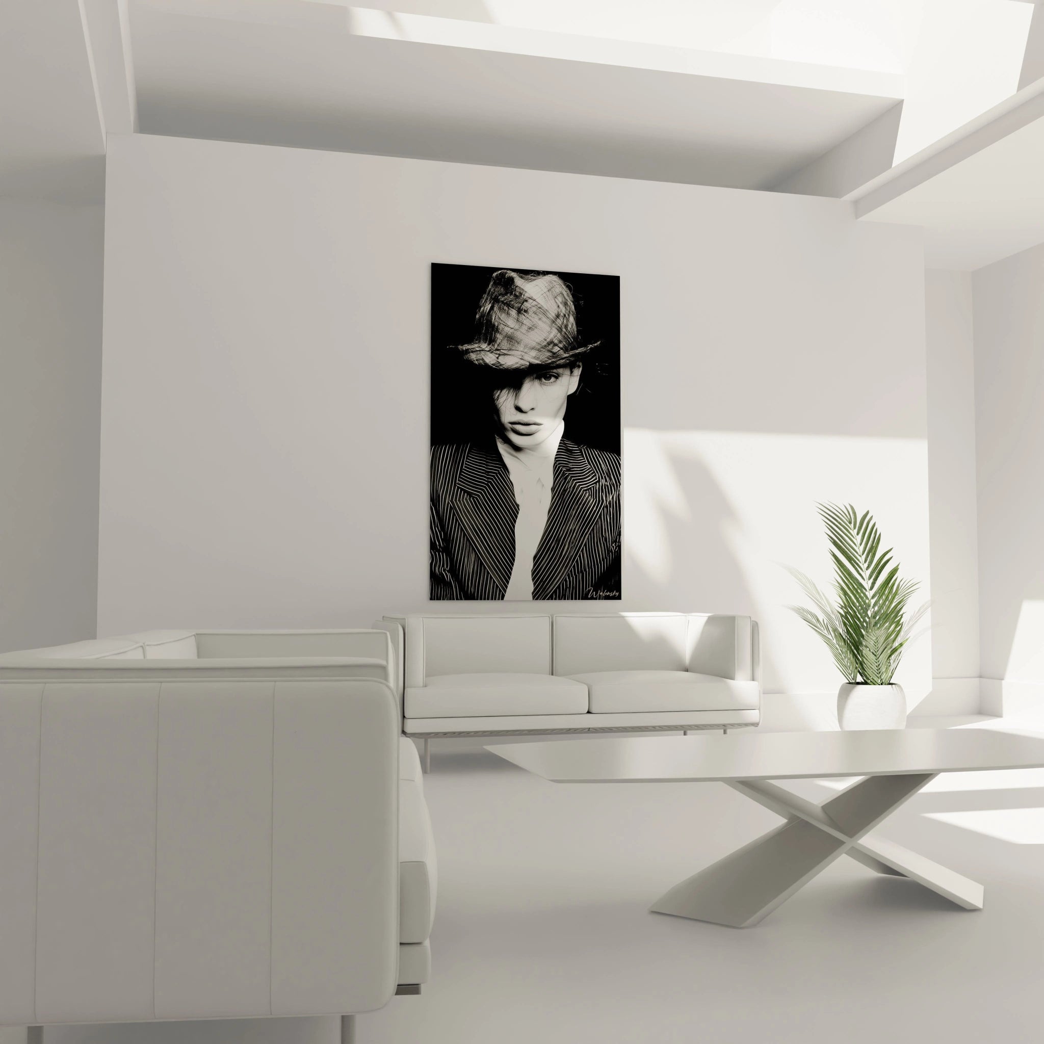 Tableau années 40 représentant une silhouette élégante dans un style noir et blanc pour décoration moderne