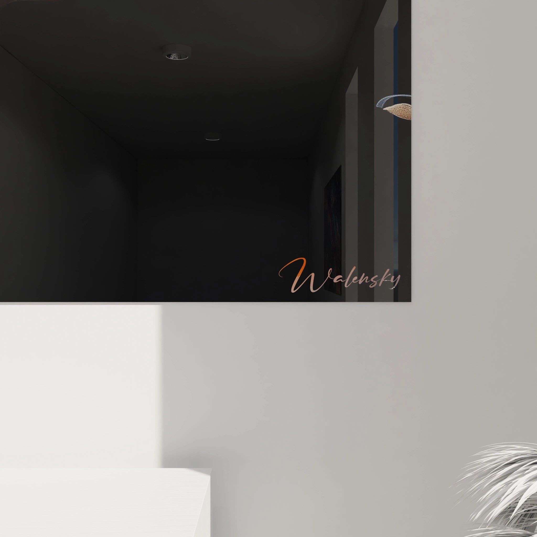 Un tableau sushi illustrant des sushis disposés en ligne, avec un effet de brillance sur le saumon, un riz détaillé et un fond noir agrémenté de graines de sésame noires et beiges.