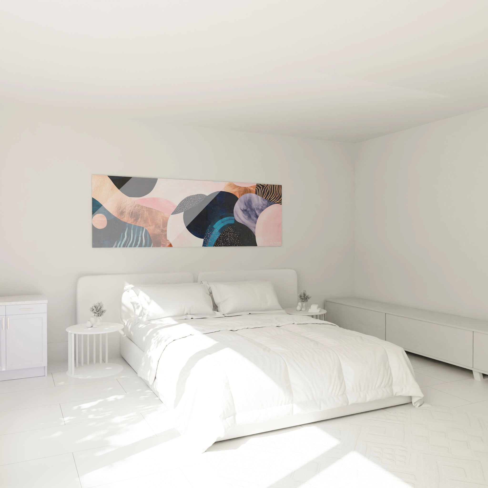 Tableau géométrique abstrait Walensky avec couleurs douces pour une décoration moderne de chambre