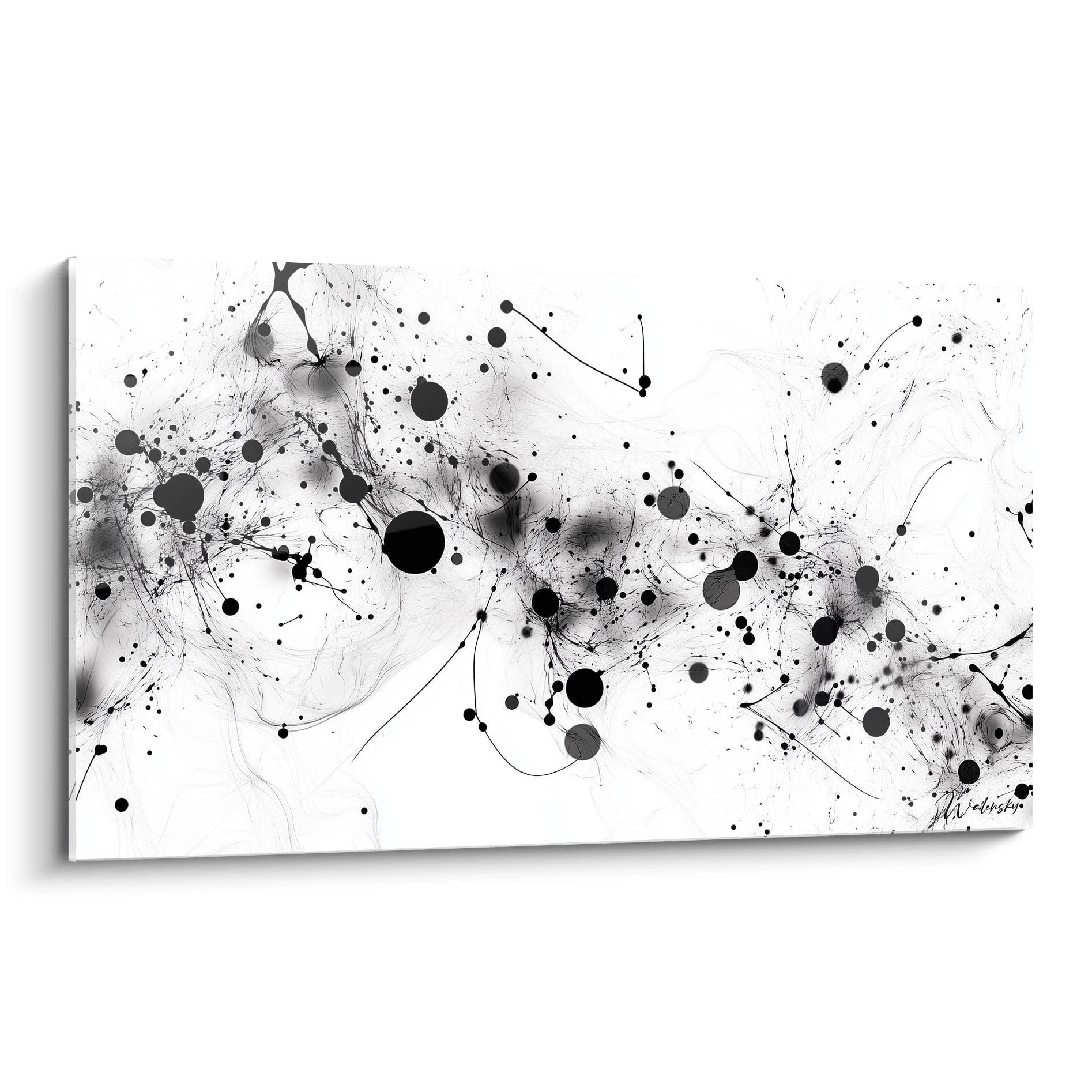 Tableau tacheté noir et blanc de Walensky avec motifs abstraits modernes pour décoration intérieure