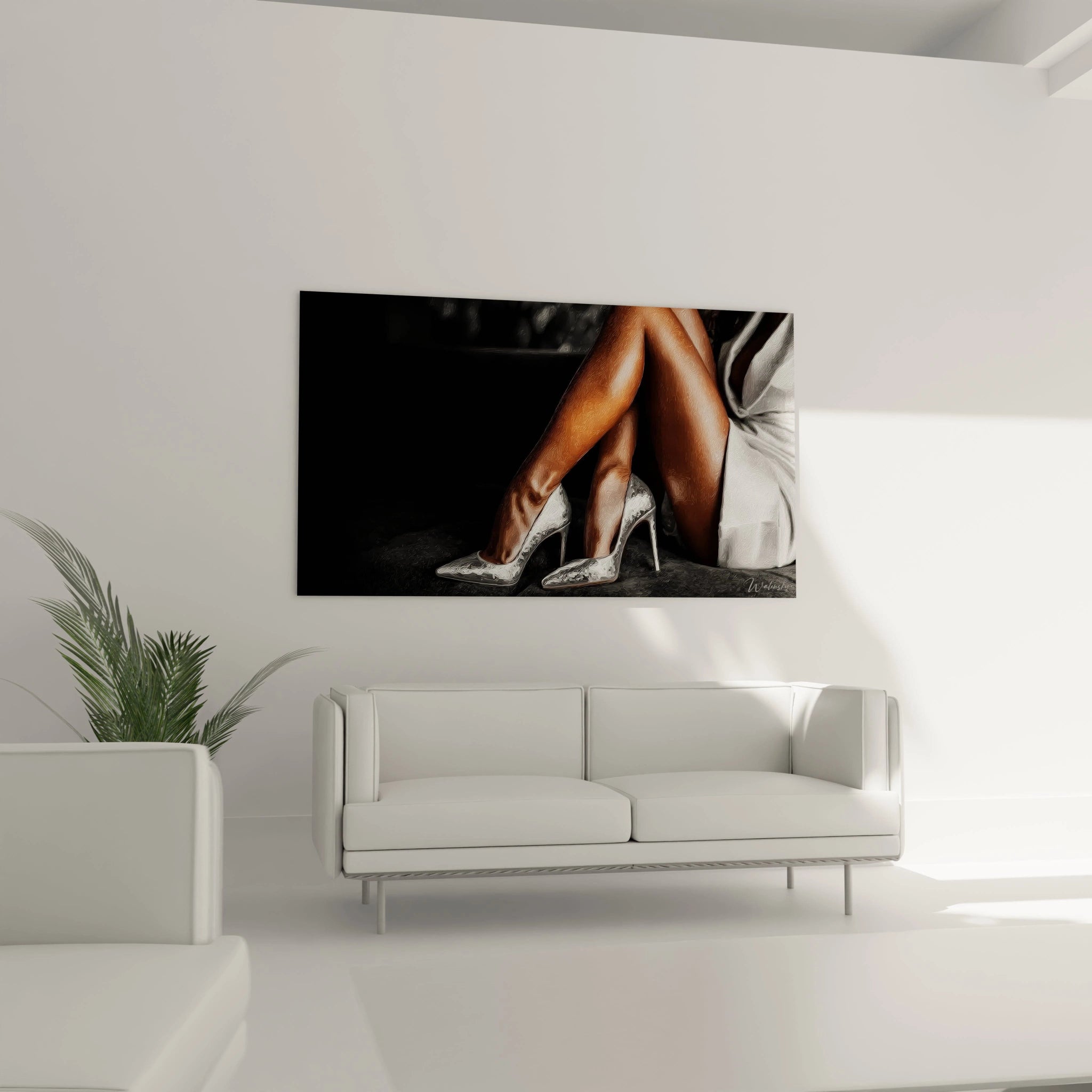 Tableau mural élégant avec des talons hauts luxe dans un salon moderne
