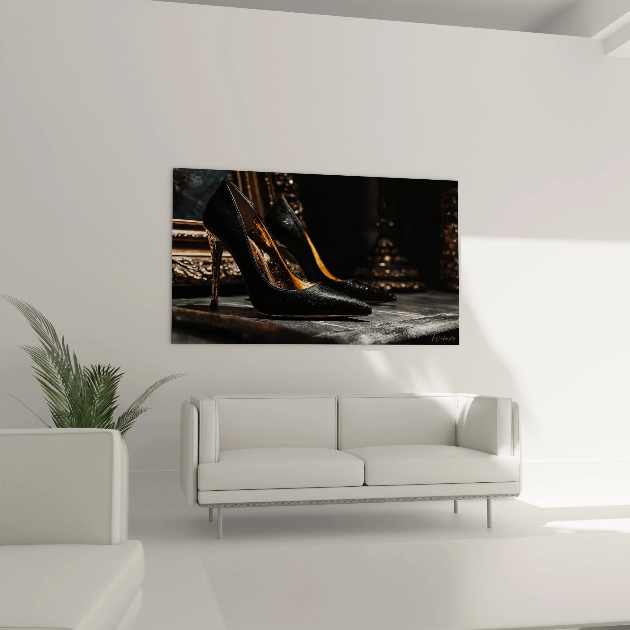 Tableau talons hauts décoration murale de Walensky avec des chaussures élégantes sur fond noir