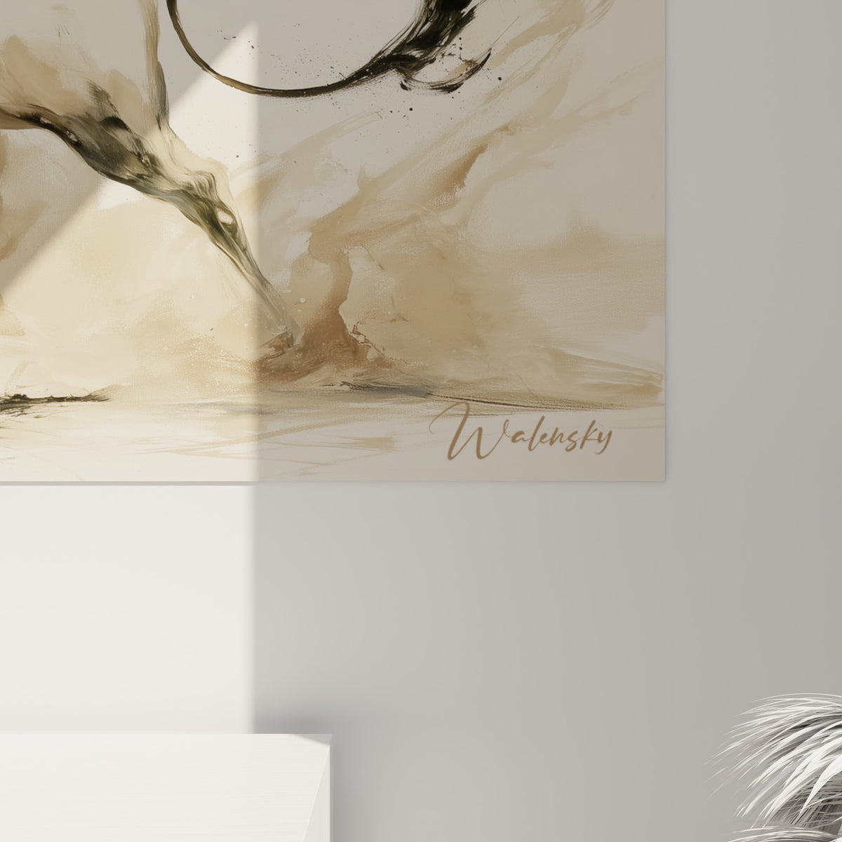 Empâtements sombres et coulures anthracite de la crinière du taureau visibles en gros plan sur la toile