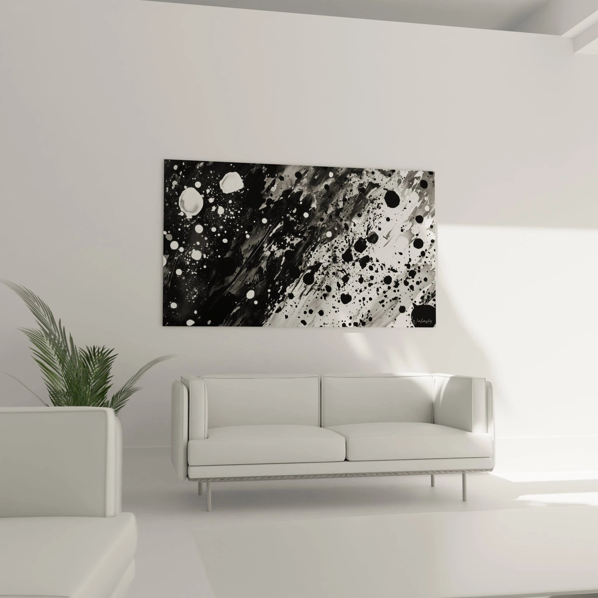 Tableau tacheté noir et blanc de Walensky pour décorer un salon moderne