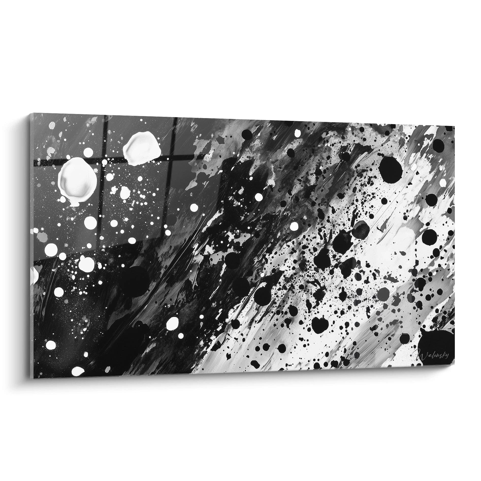Tableau tacheté noir et blanc de Walensky avec des éclaboussures artistiques modernes