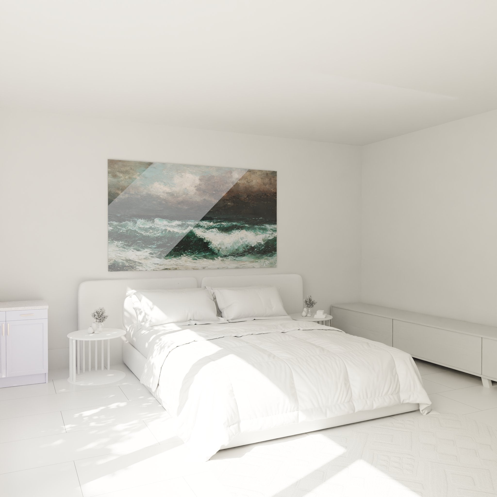 Tableau mural tempête océan dans chambre - décoration marine avec vagues puissantes