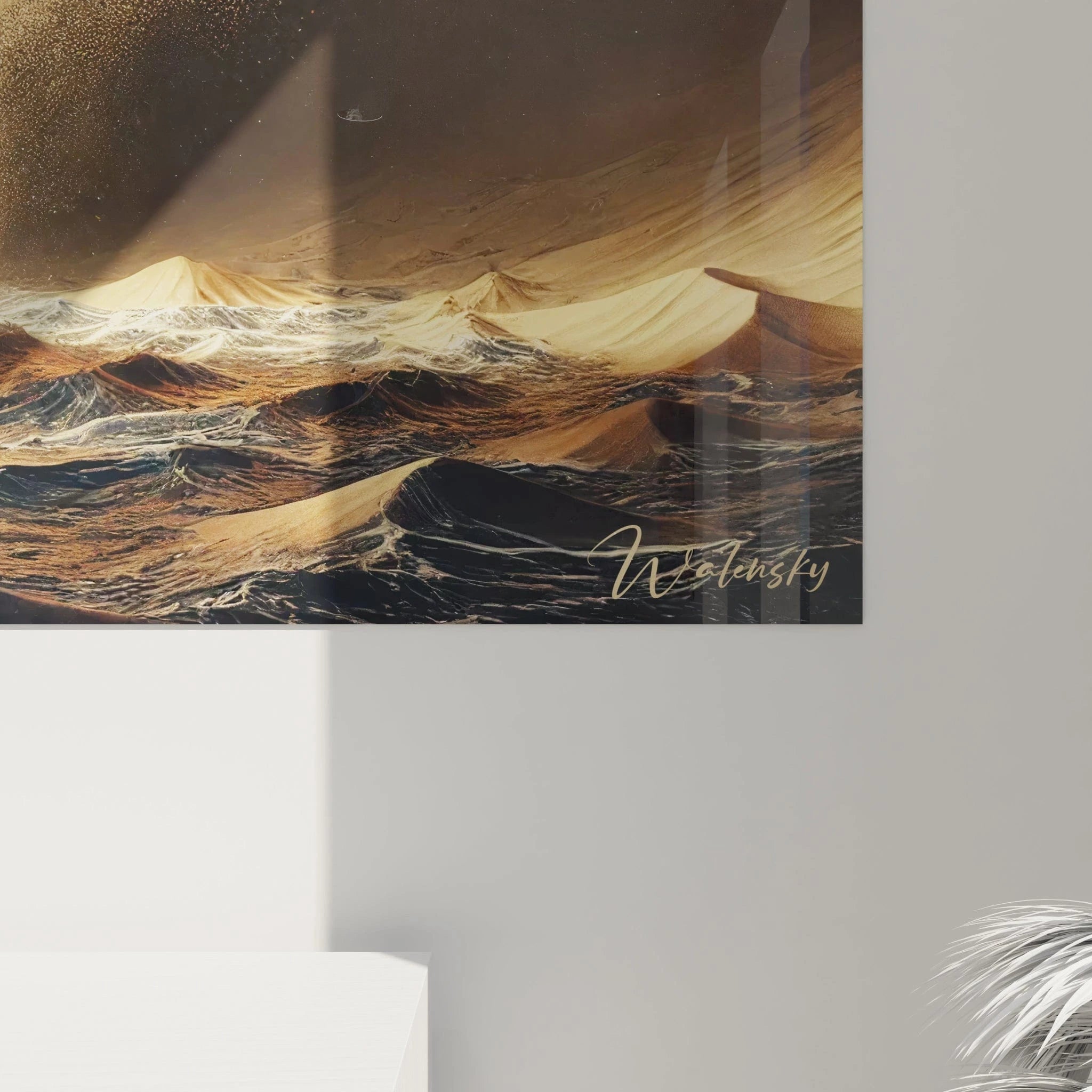 vue rapprochée tableau baleine révélant texture peau baleine contraste lumière sable fluide palette bronze et beige invitant à découvrir majesté et harmonie inattendue