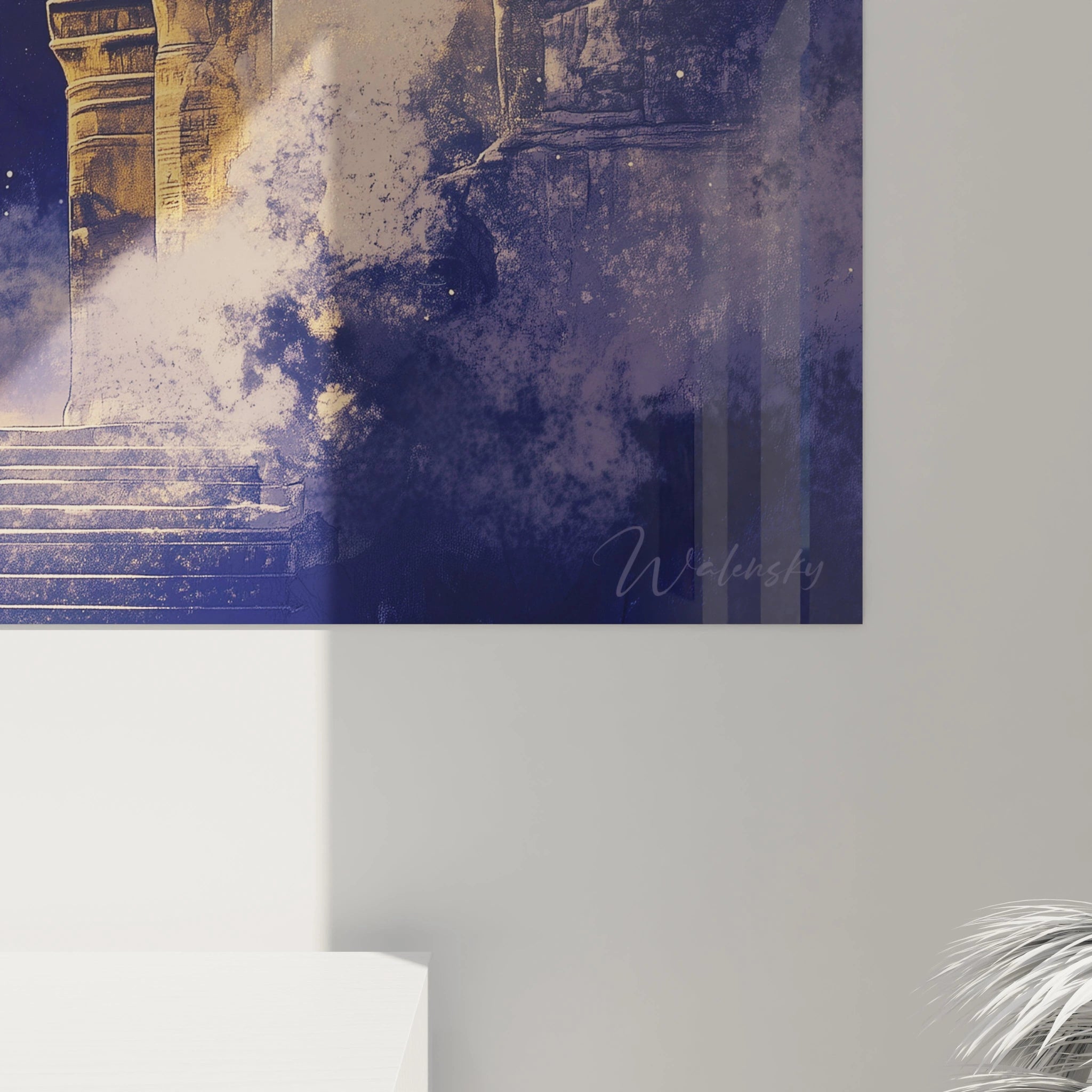 Tableau mural Egypte par Walensky avec illustration artistique des ruines égyptiennes en tons bleus