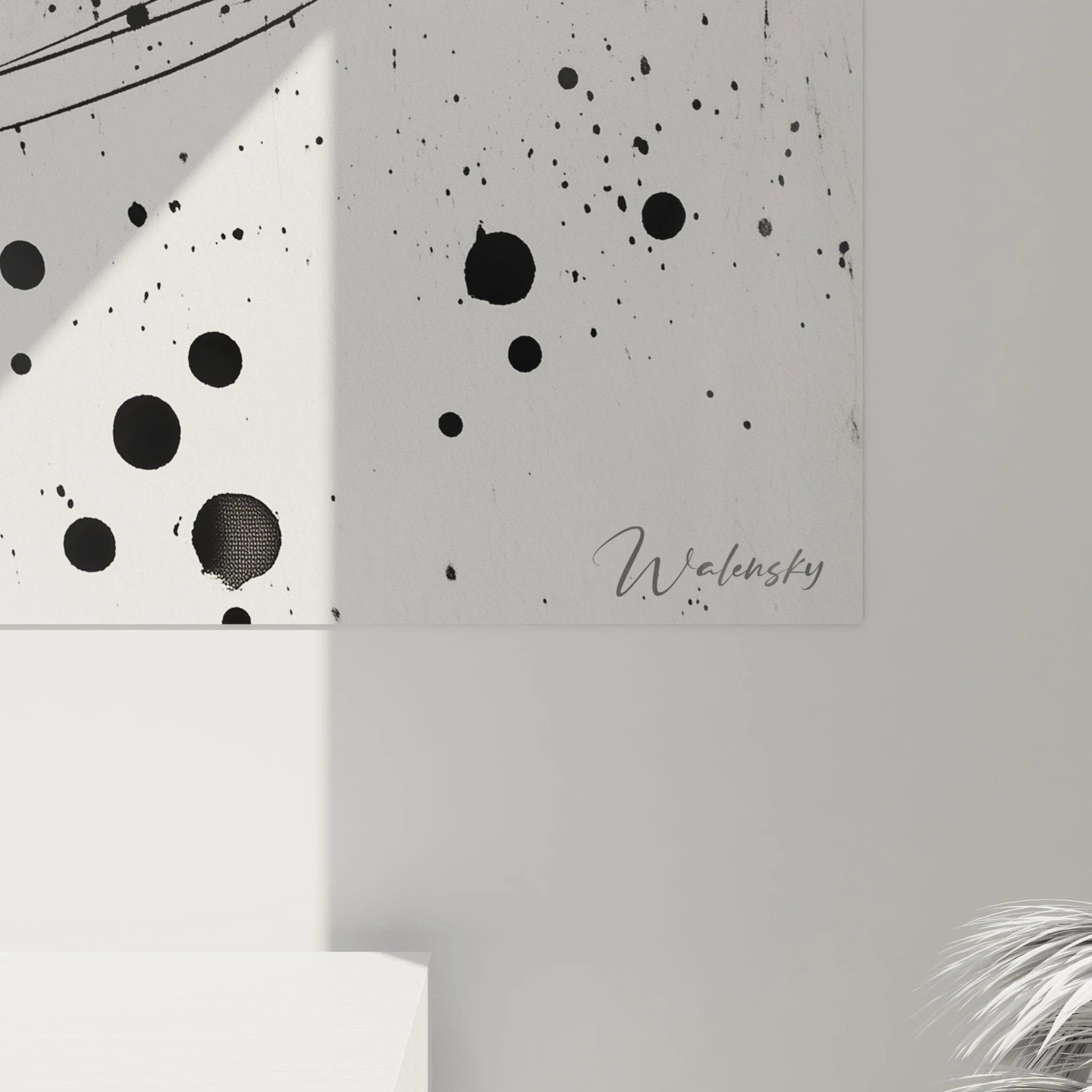 Tableau noir et blanc de musique avec des éclaboussures artistiques signé Walensky