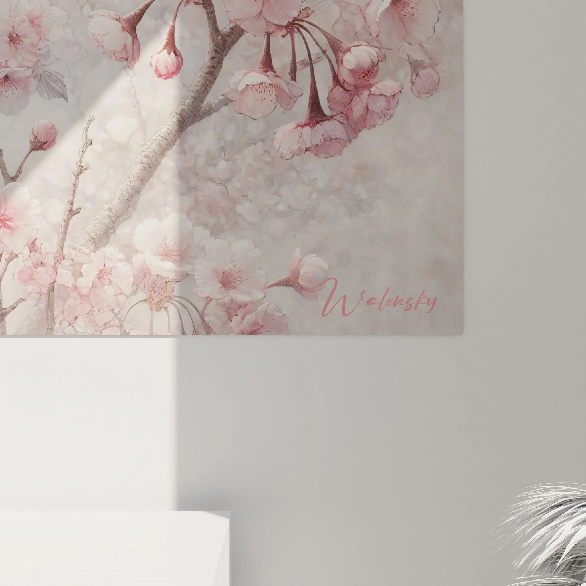 Vue de pres, ce tableau koala révèle des détails delicats. Les nuances de gris et les fleurs roses créent une scene douce et apaisante, parfaite pour un interieur harmonieux.