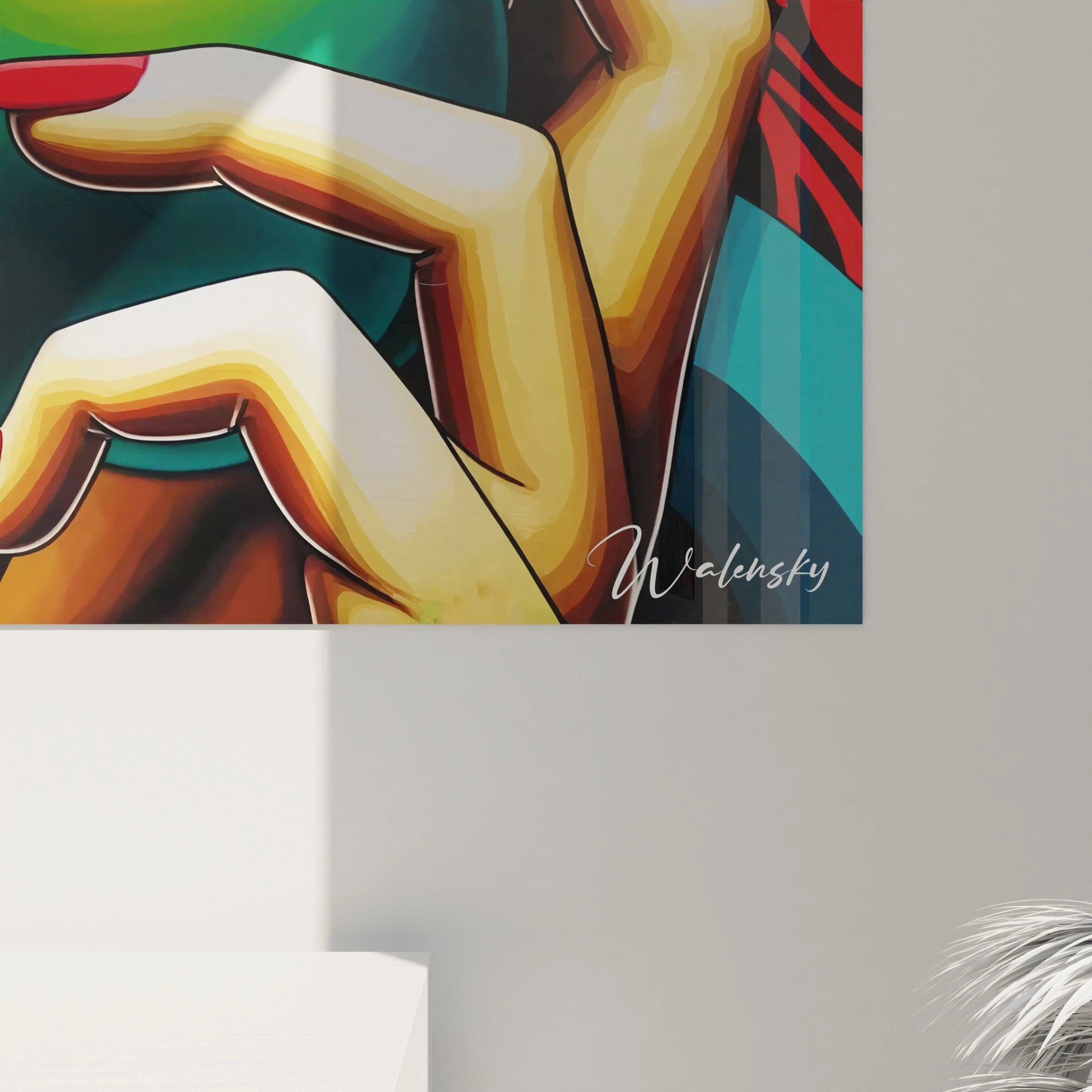 Vue de pres du tableau Mosaique, ses couleurs vibrantes et son esthetique pop art captivent le regard, offrant un hommage a l'audace et a la liberte d'expression.