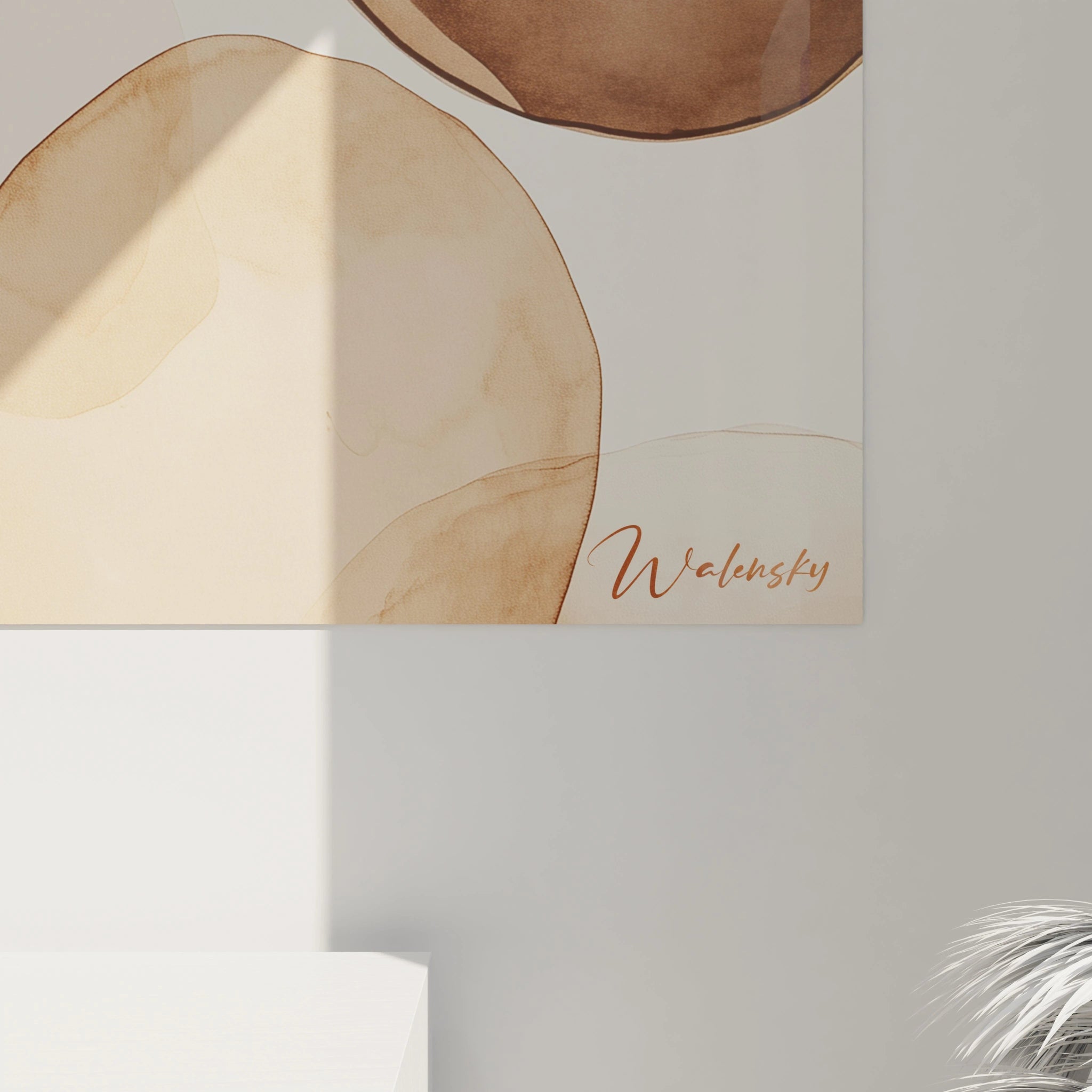 Tableau terracotta nature illustrant des formes arrondies dans des nuances de marron, beige et bronze. La surface est fluide, avec des textures légÚrement superposées et des bords nets.