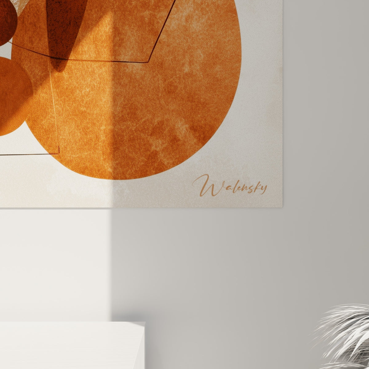 Grain texturé du tableau révélant les nuances beige, ocre et brun rouille avec traits linéaires entrelacés