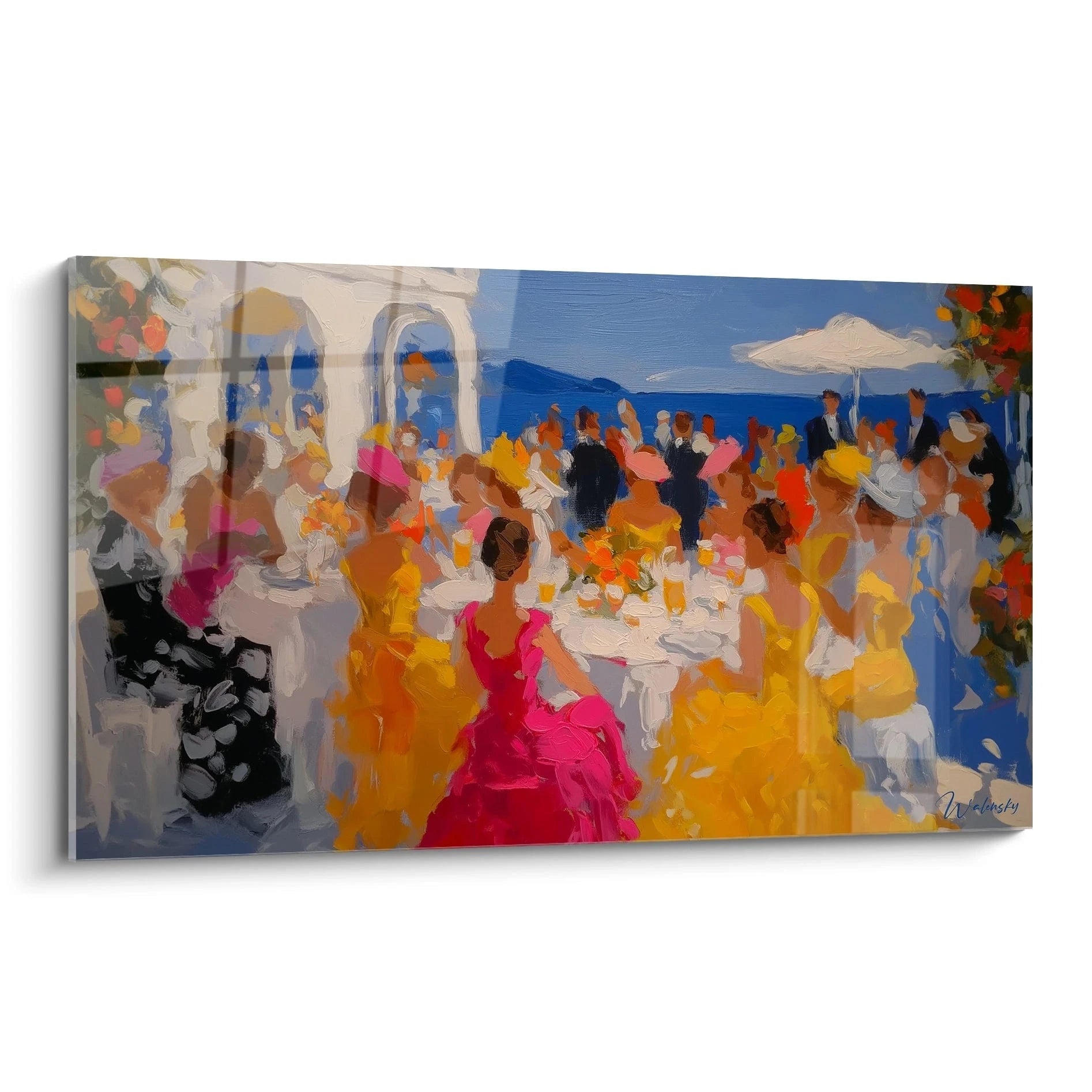 Tableau mural Walensky scène de fête en bord de mer colorée tableau impressionniste terrasse été