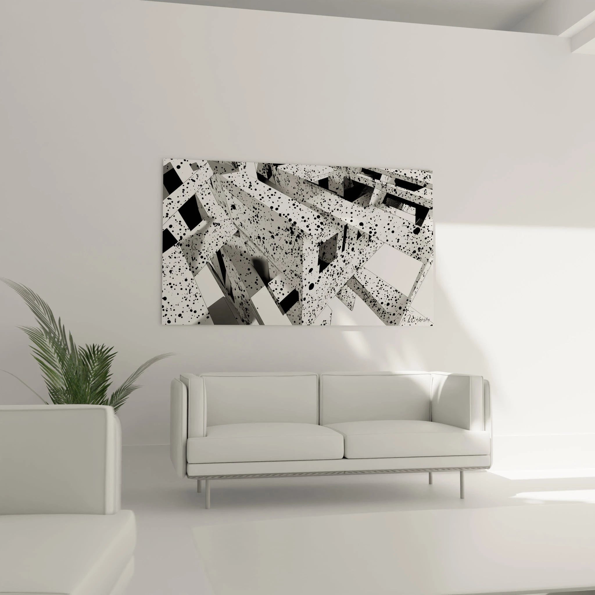 Tableau tacheté noir et blanc de Walensky pour une décoration moderne et artistique