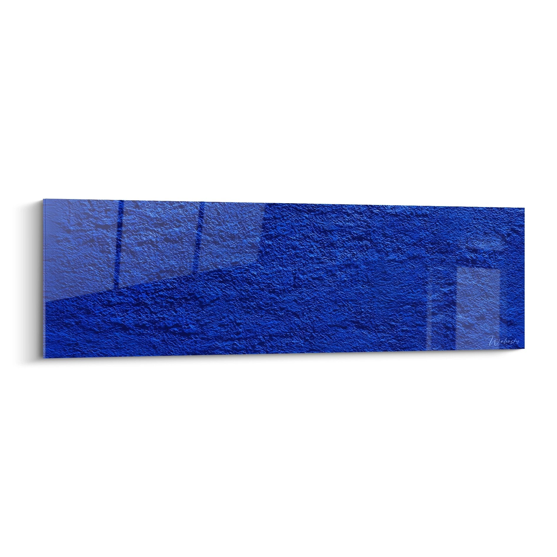 Tableau mural texture bleue abstraite aux reliefs océaniques profonds pour décoration moderne