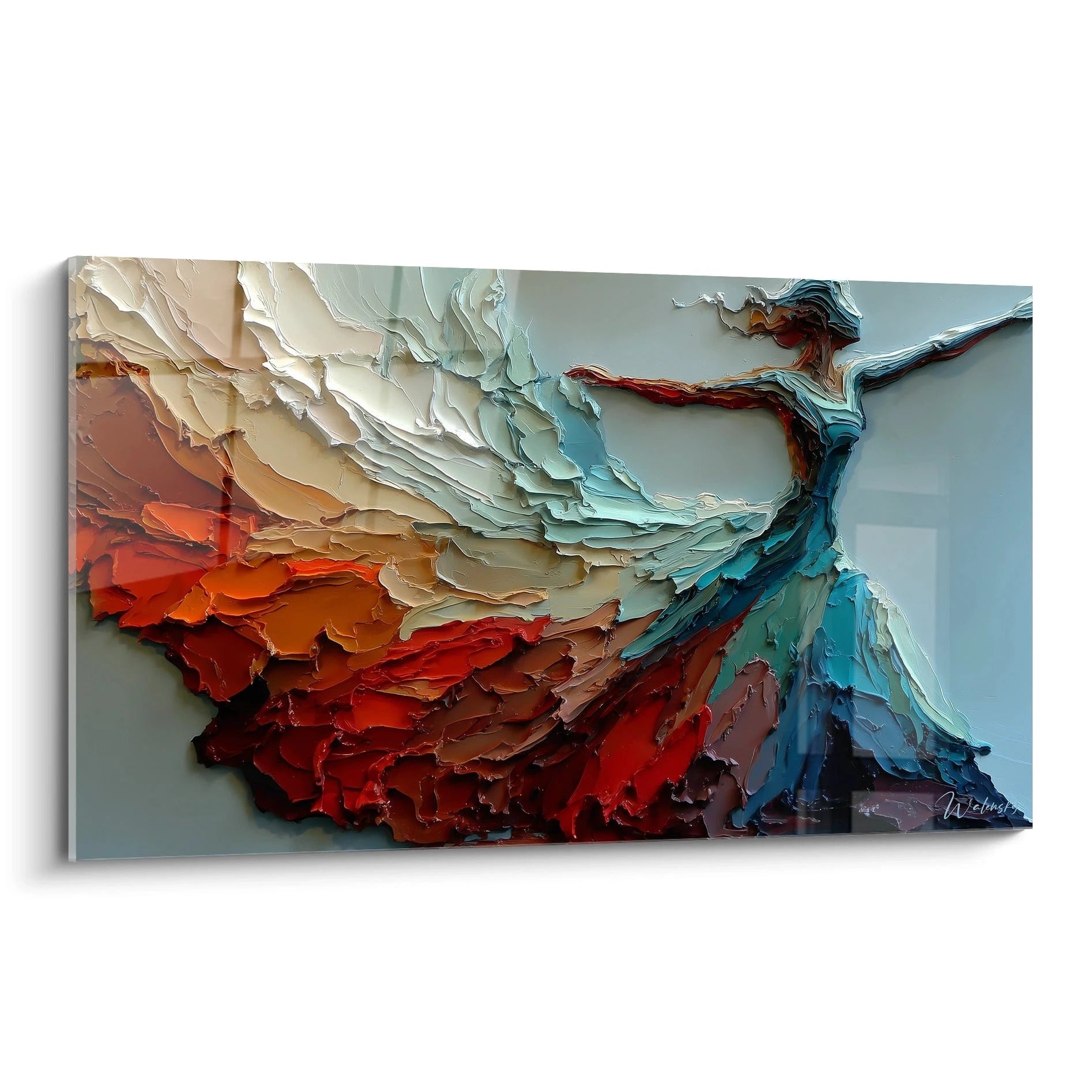 Tableau mural texturé haut de gamme avec une danseuse colorée et dynamique en relief