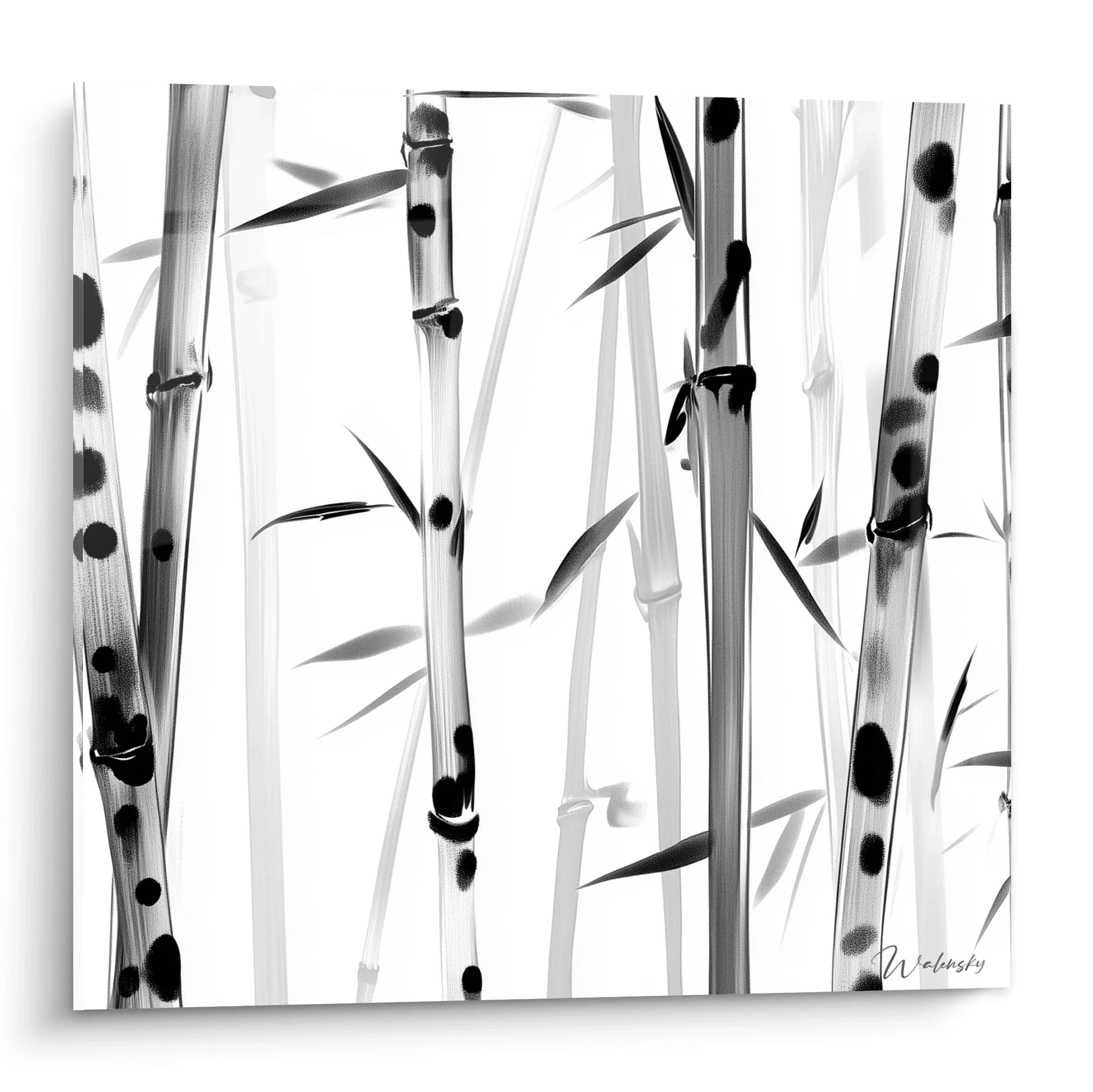 Tableau tacheté noir et blanc de bambous, design moderne par la marque Walensky