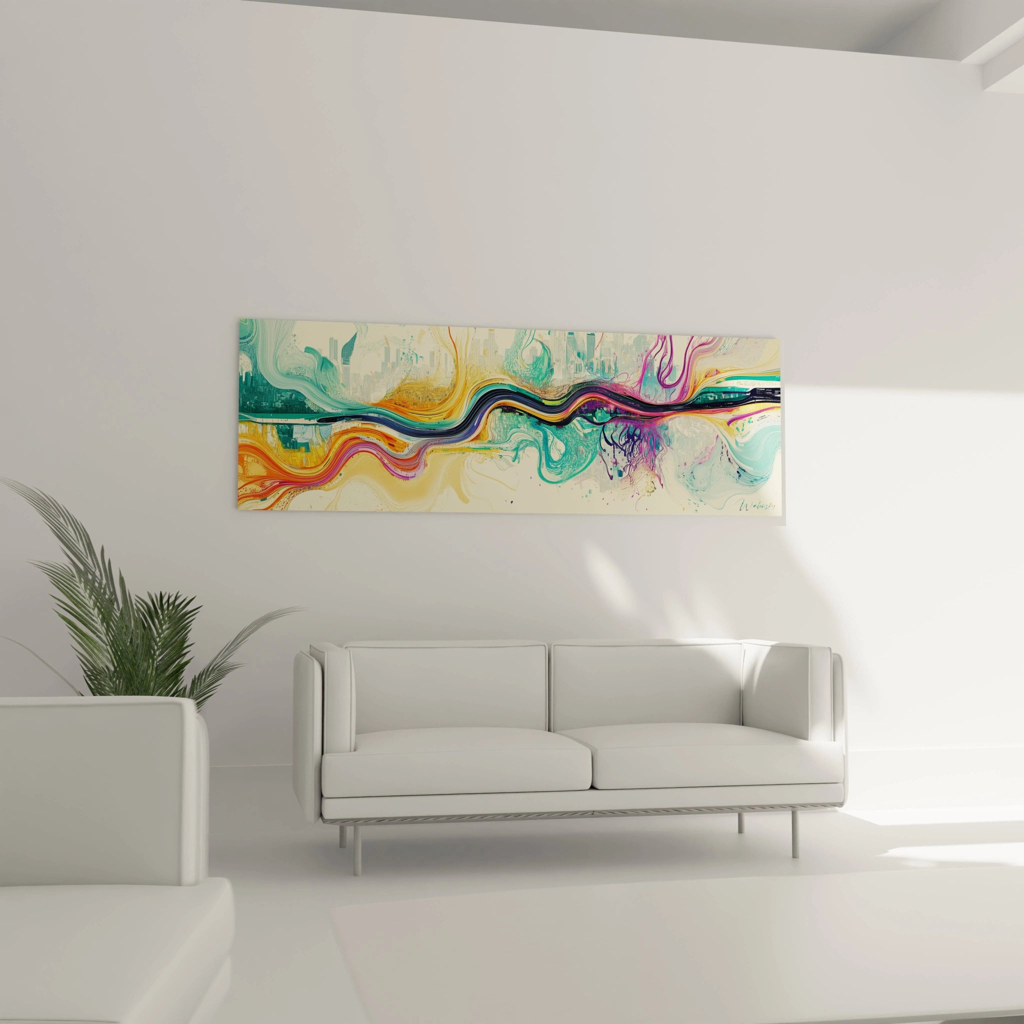 Tableau moderne abstrait Walensky avec des couleurs vives et des motifs fluides pour embellir votre intérieur