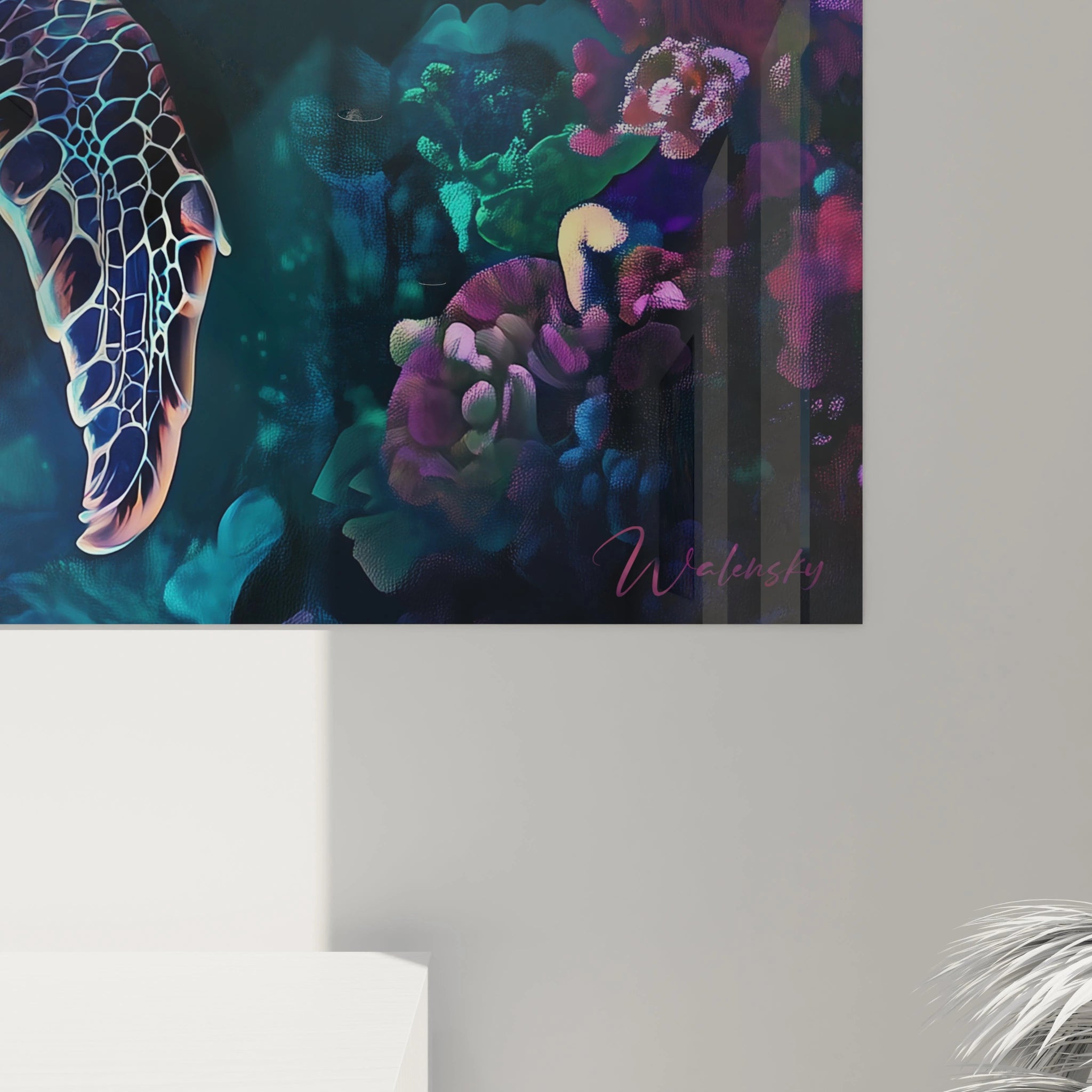 Tableau tortue de mer Walensky avec motifs marins colorés pour décoration murale