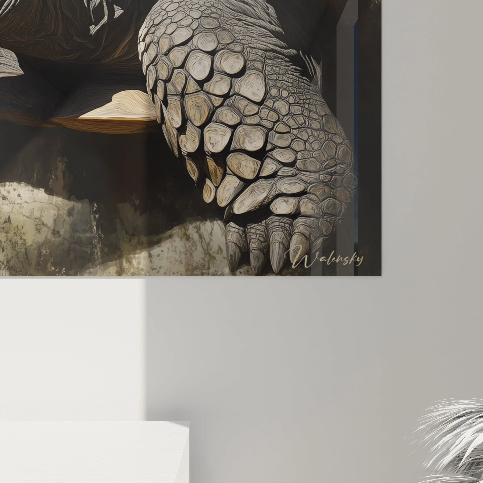 Tableau tortue terrestre Walensky montrant un pied de tortue détaillé avec textures naturelles