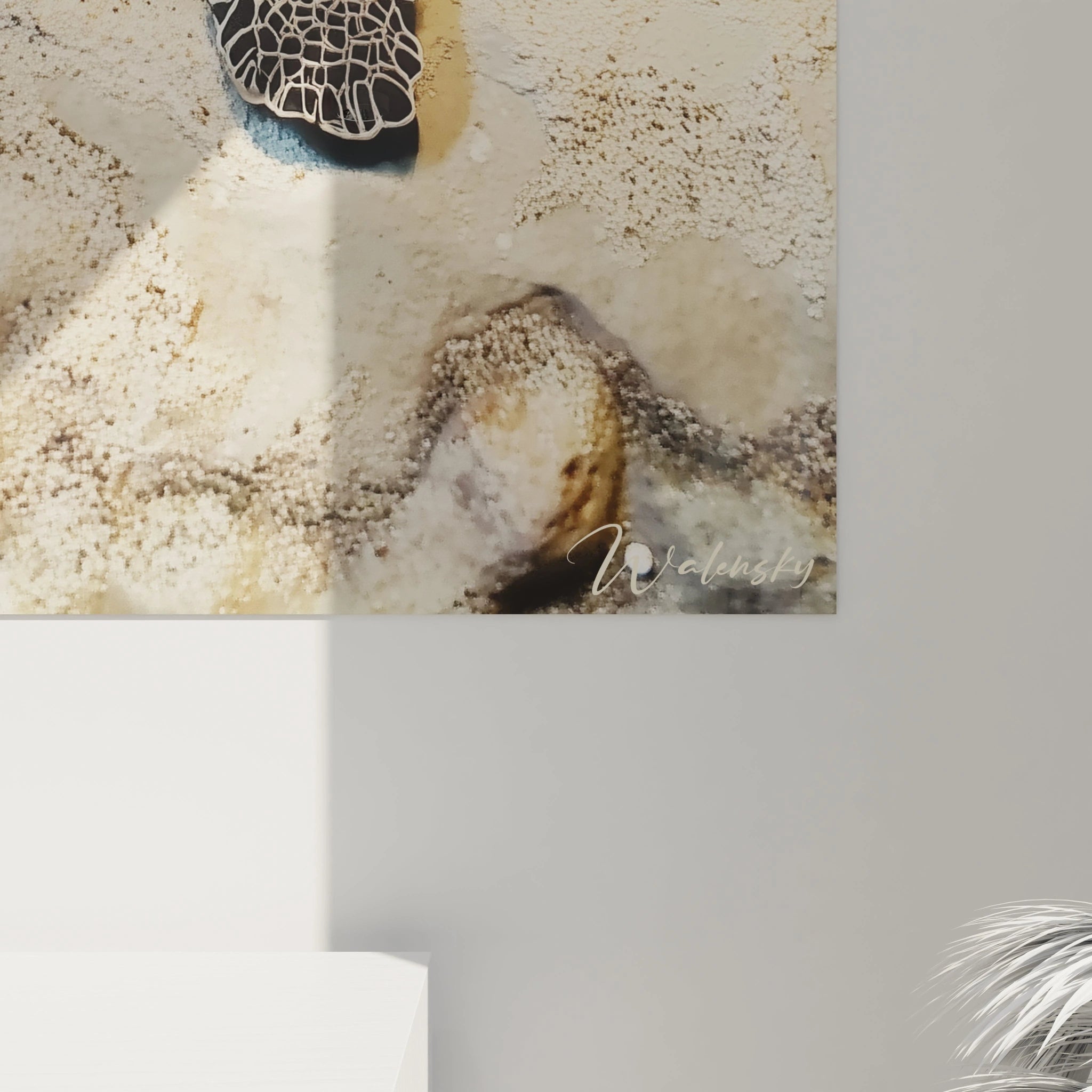 Tableau tortue de mer Walensky représentant une tortue marine avec des textures naturelles et couleurs sable