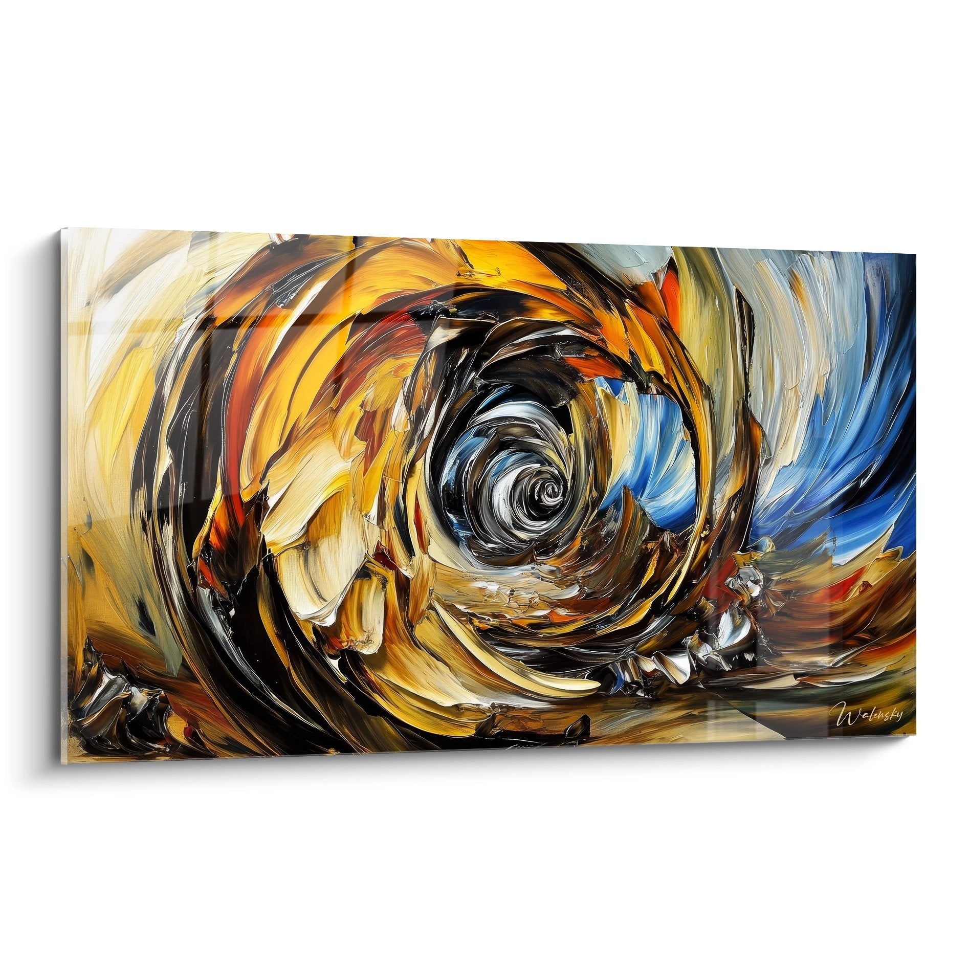 Tableau mural tourbillon énergétique spirale abstraite couleurs chaudes et froides art moderne Walensky