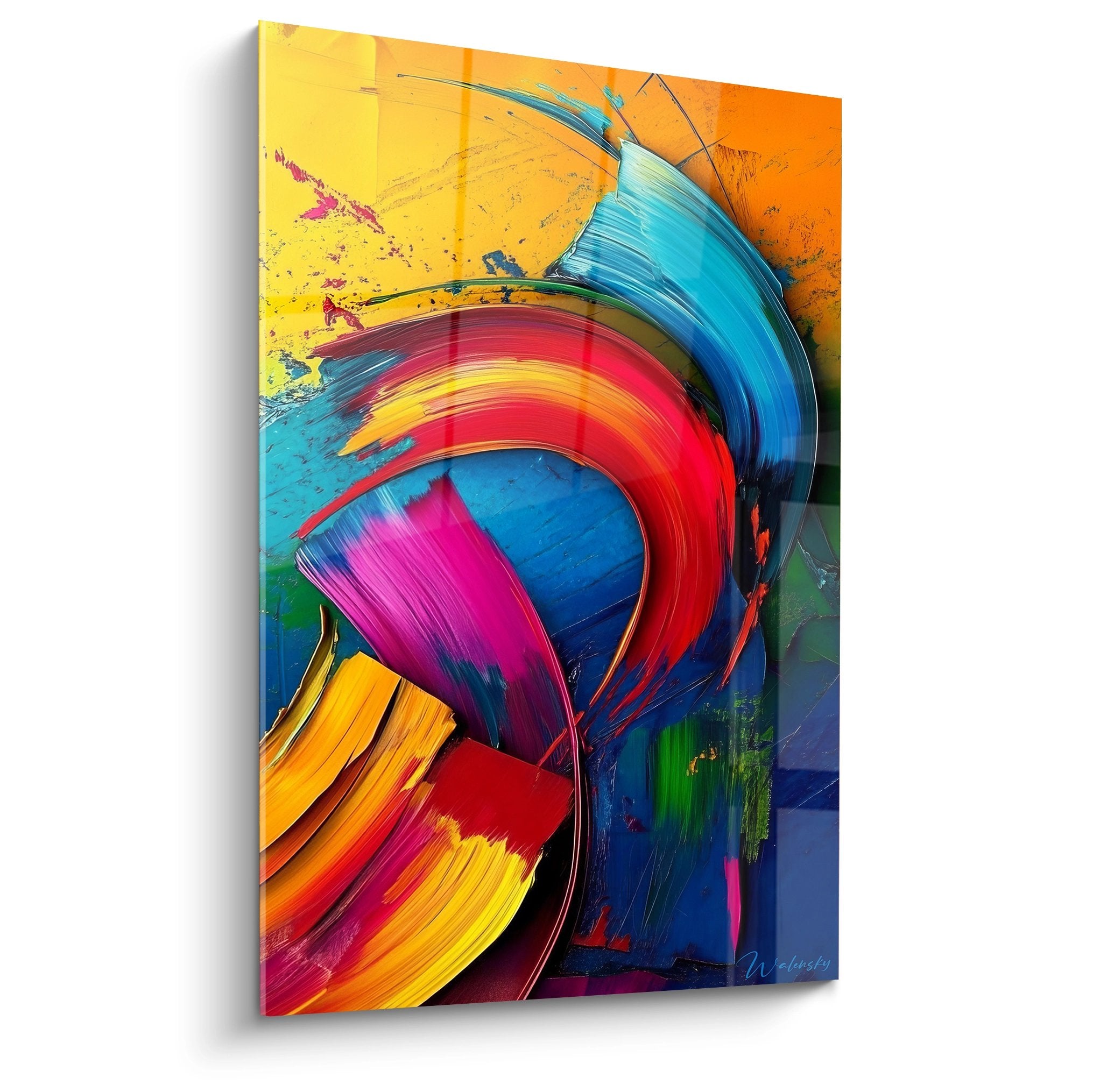 Tableau mural tourbillon multicolore style peinture abstraite avec brushstrokes dynamiques colorés