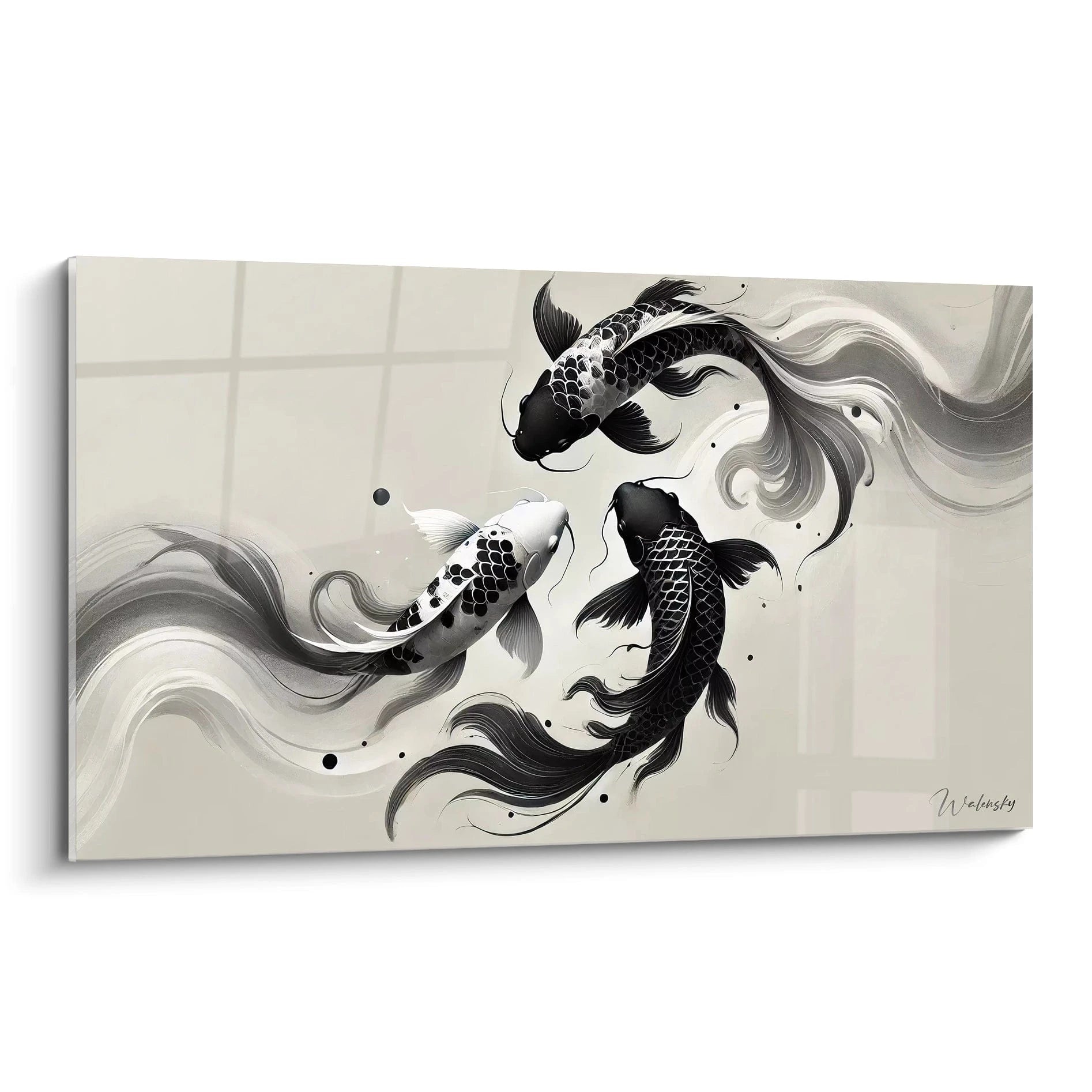 tableau poisson moderne et minimaliste vu de biais ideal pour une deco epuree sa palette monochrome s integre dans tout style interieur apportant une touche elegante et raffinee