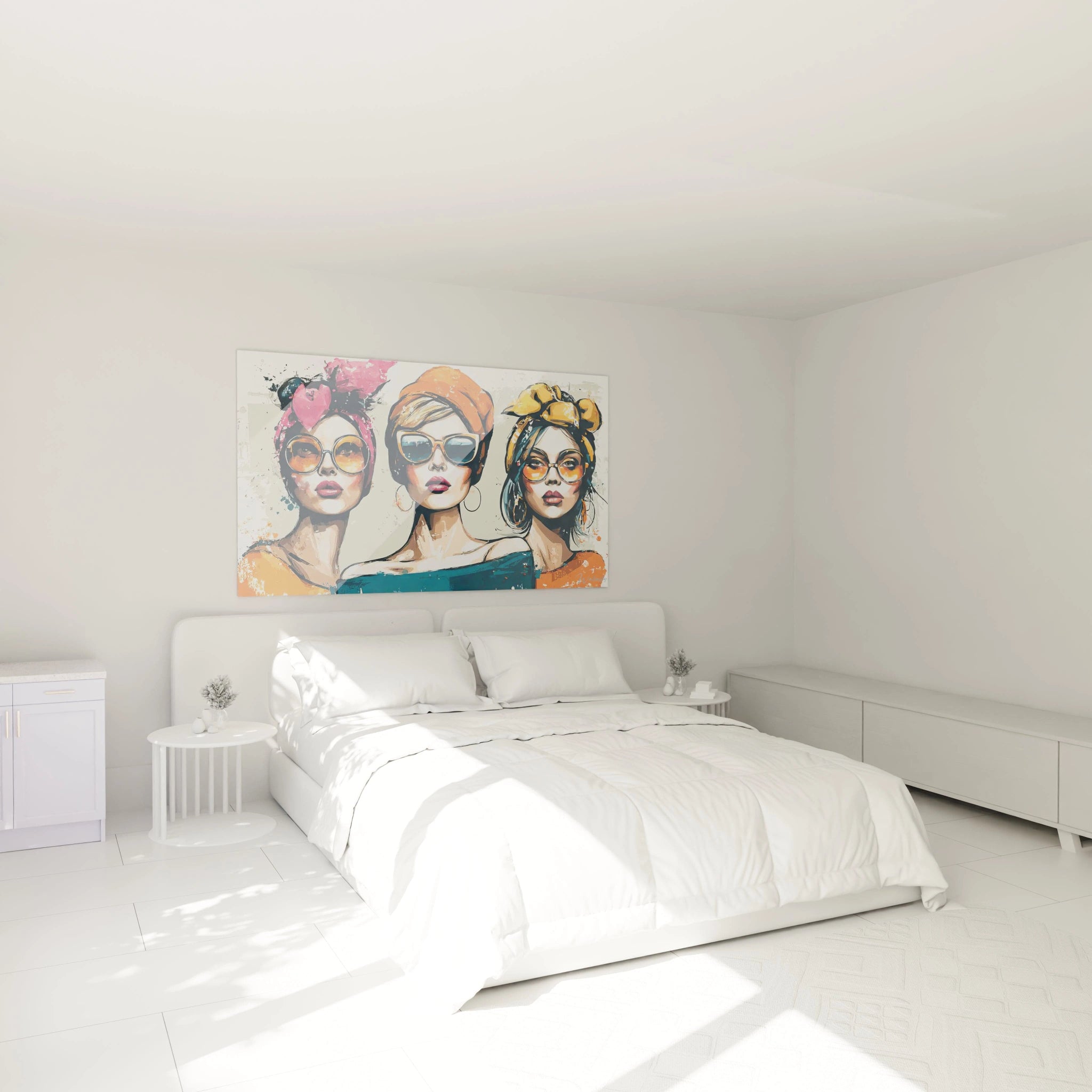 Tableau femme rétro moderne de Walensky pour décoration murale dans une chambre lumineuse