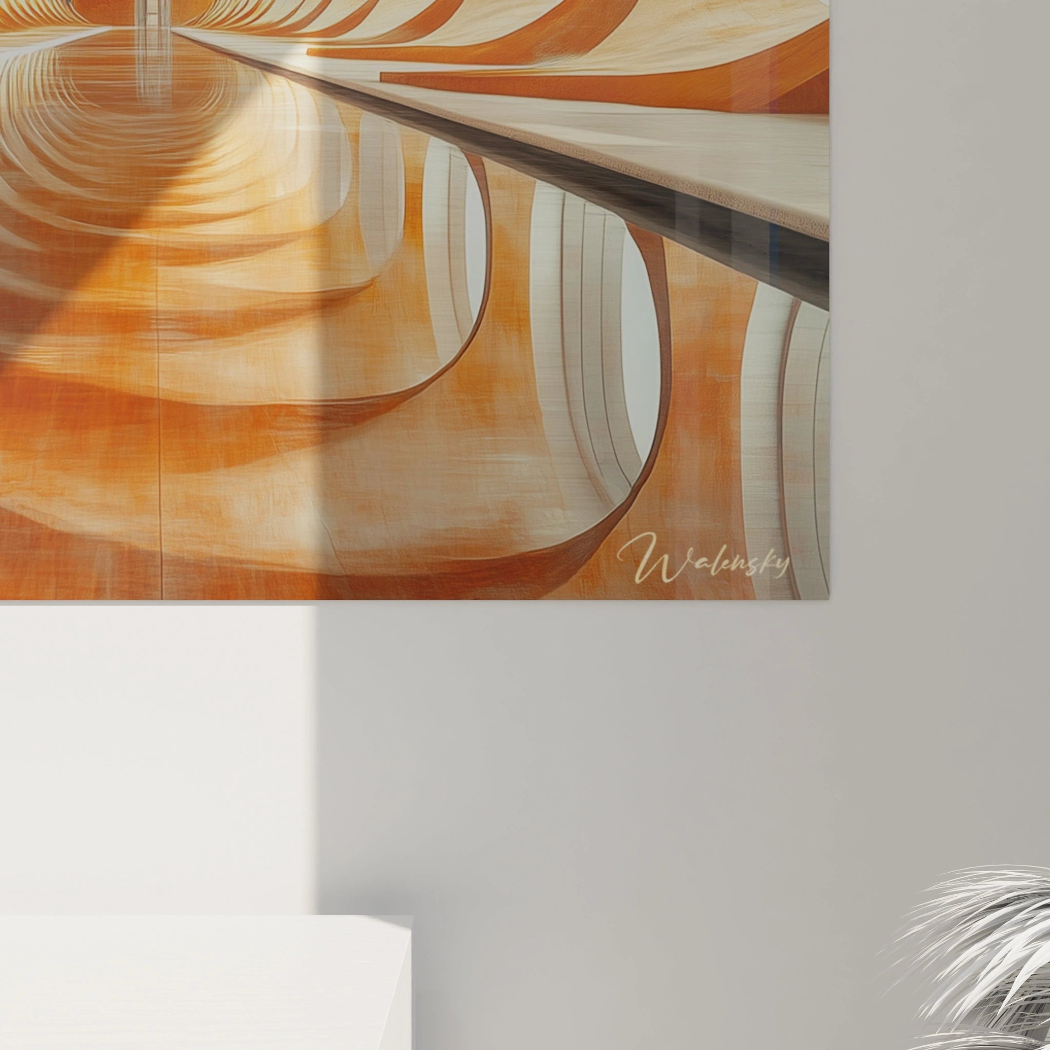 Tableau Tunnel Infini Orange - édition moderne abstrait - Walensky