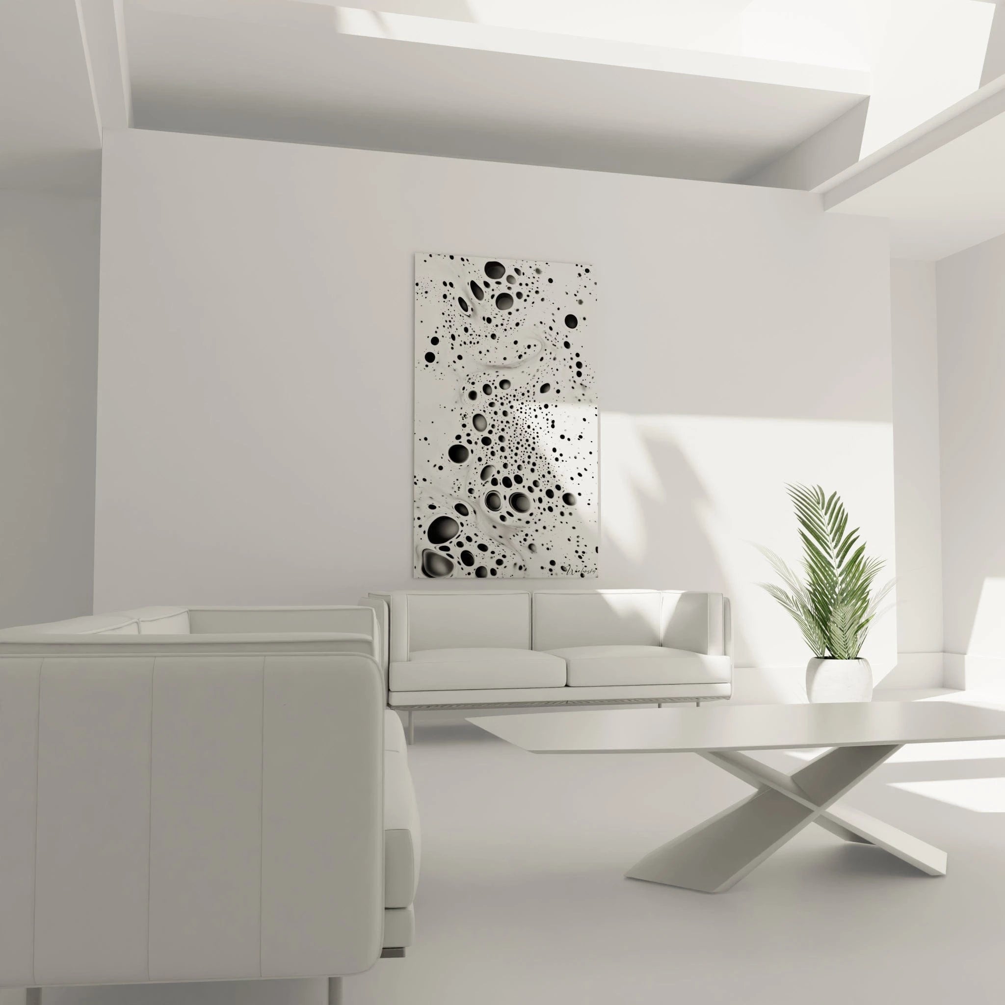 Tableau tacheté noir et blanc de Walensky, décoration moderne pour salon élégant