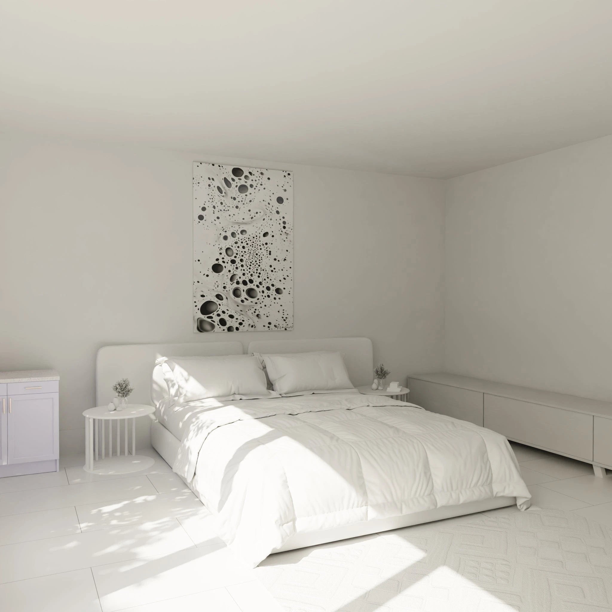 Tableau tacheté noir et blanc de Walensky pour décoration moderne de chambre à coucher