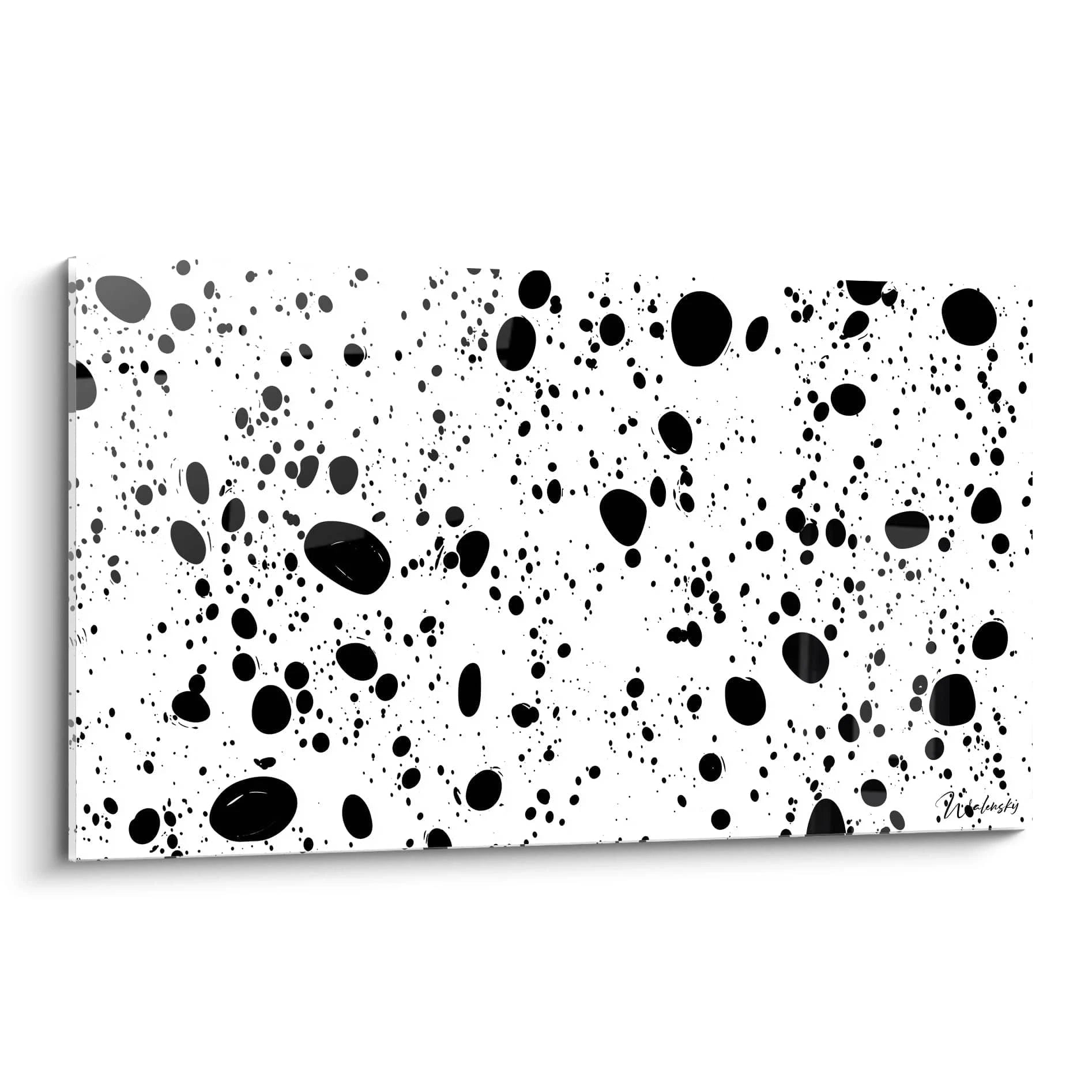 Tableau tacheté noir et blanc de Walensky avec des motifs abstraits modernes