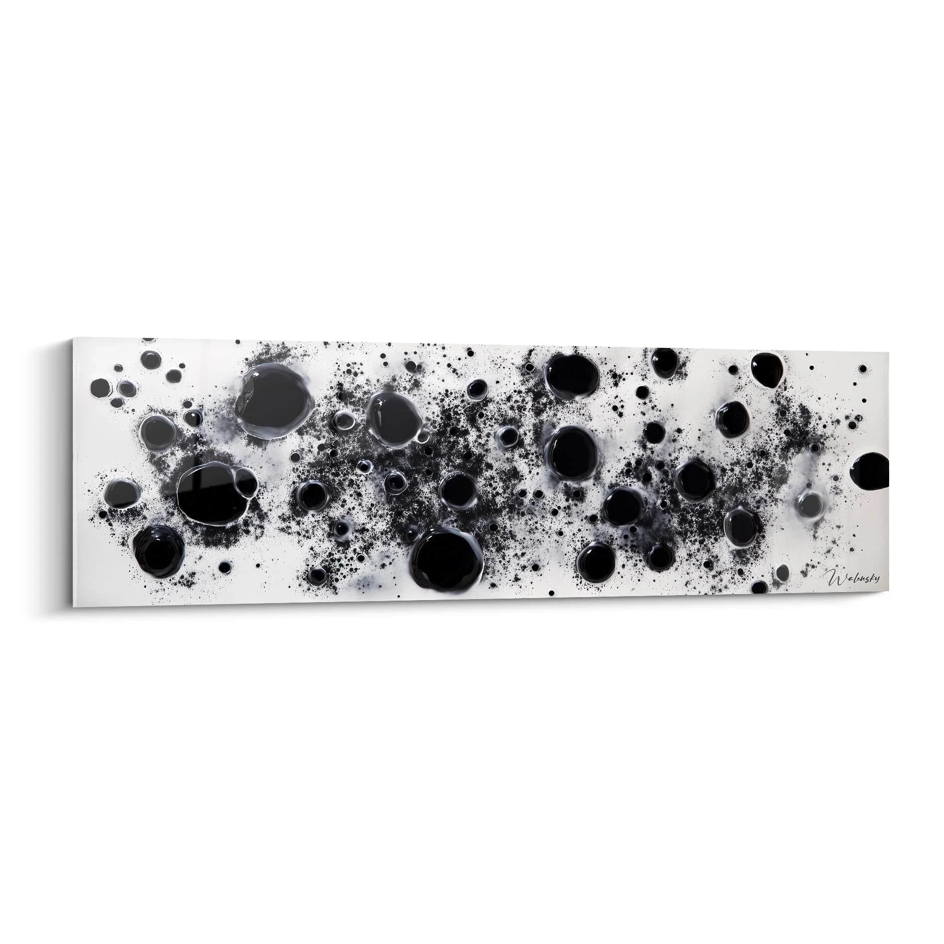 Tableau tacheté noir et blanc de Walensky avec des motifs modernes et abstraits, idéal pour la décoration intérieure